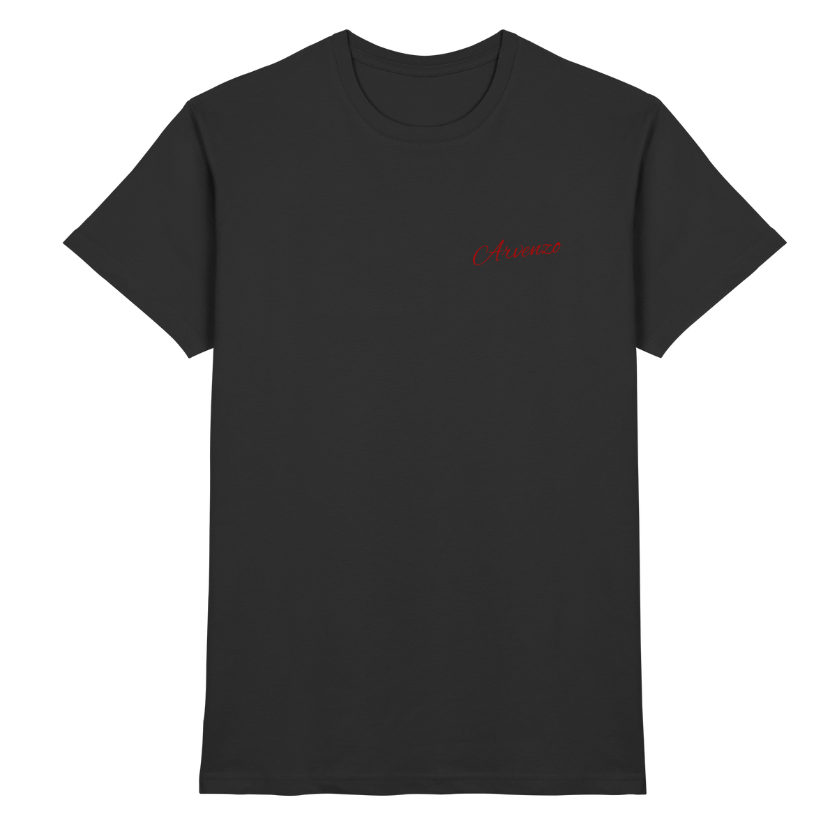Black unisex Pure Ground shirt by Arvenzo, featuring a clean front design and a comfortable fit, shown from the front view.