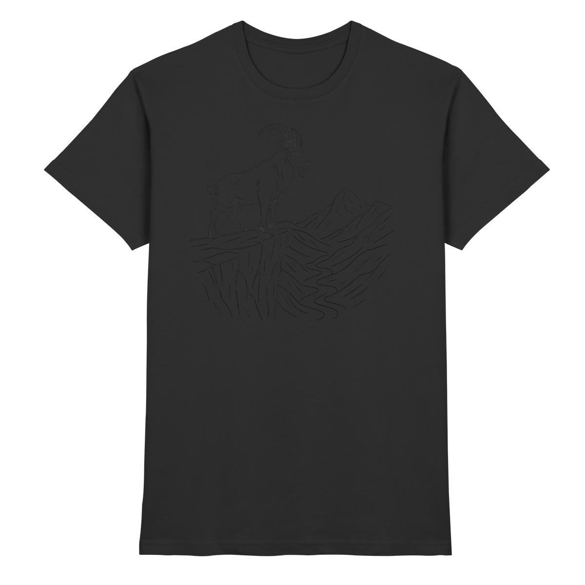 Black Arvenzo Cliff Edge unisex shirt featuring a front view with a sleek, minimalist design and premium fabric.