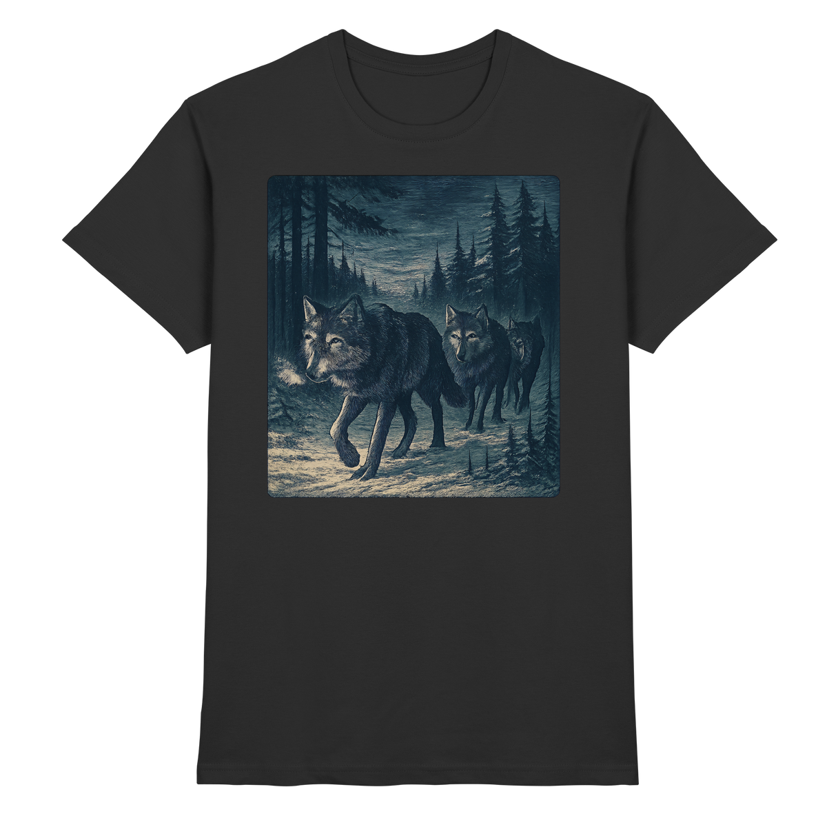 Front view of Arvenzo Pack North unisex black shirt, showcasing a sleek, premium design and comfortable fit.