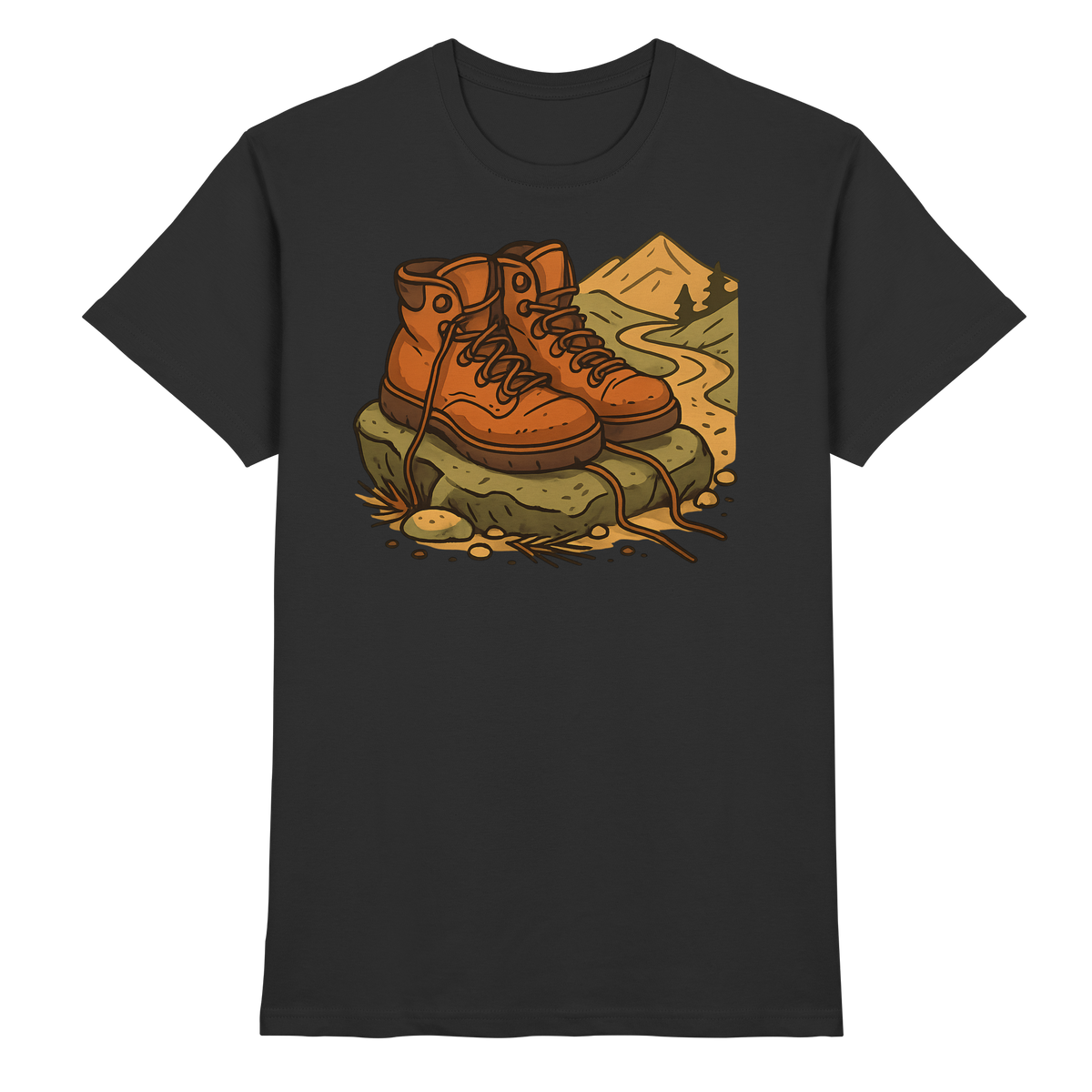Front view of Arvenzo unisex Trail Rest shirt in black, showcasing a comfortable fit and sleek design.