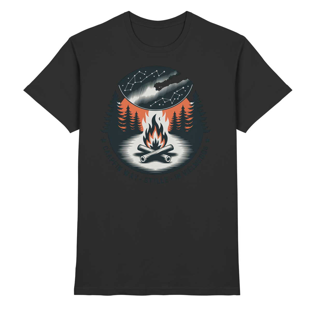 Black unisex Star Map Shirt by Arvenzo featuring a celestial star pattern on the front.