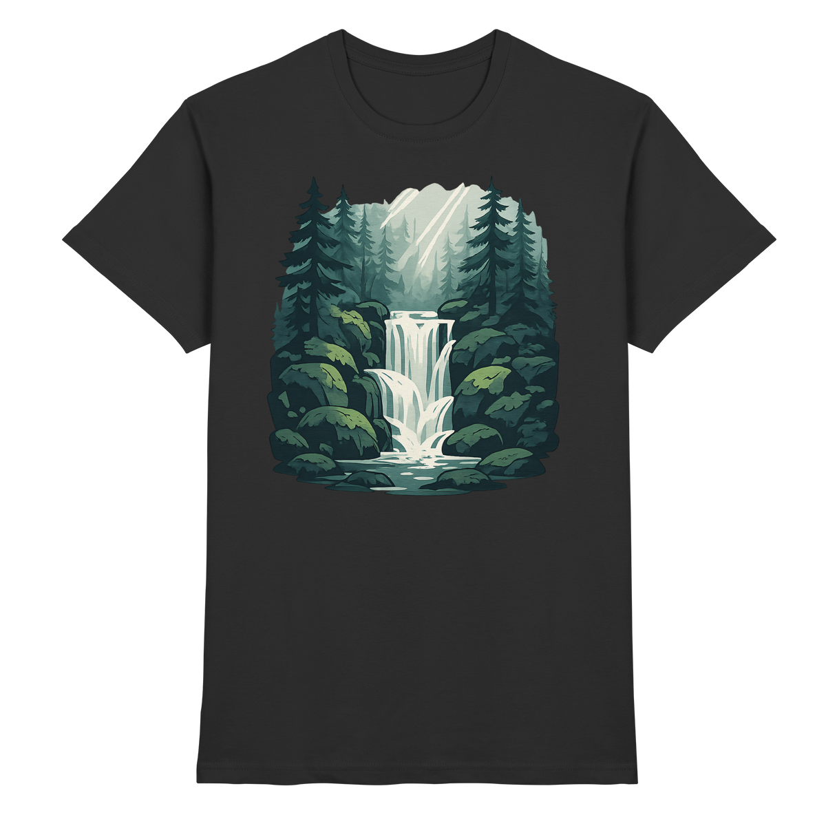Front view of black Arvenzo Fall Creek Unisex Shirt with a classic fit and smooth fabric.