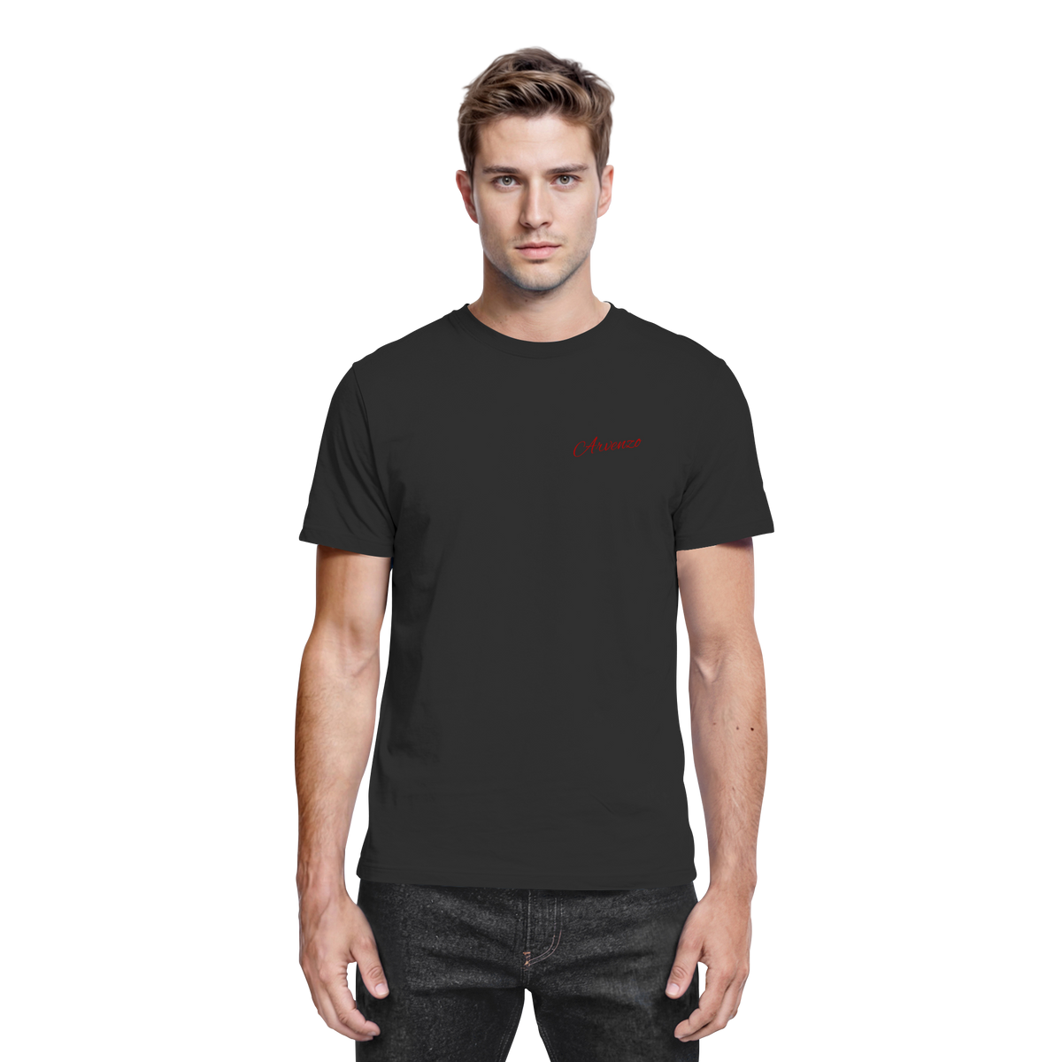 Front view of Arvenzo Pure Ground Unisex Shirt in black, showcasing a sleek design and comfortable fit.