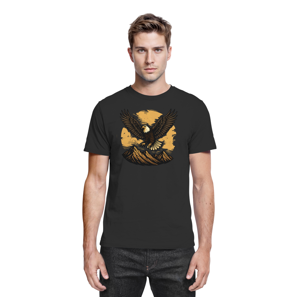 Black Iron Wing unisex shirt by Arvenzo, front view showcasing sleek design and premium fabric.