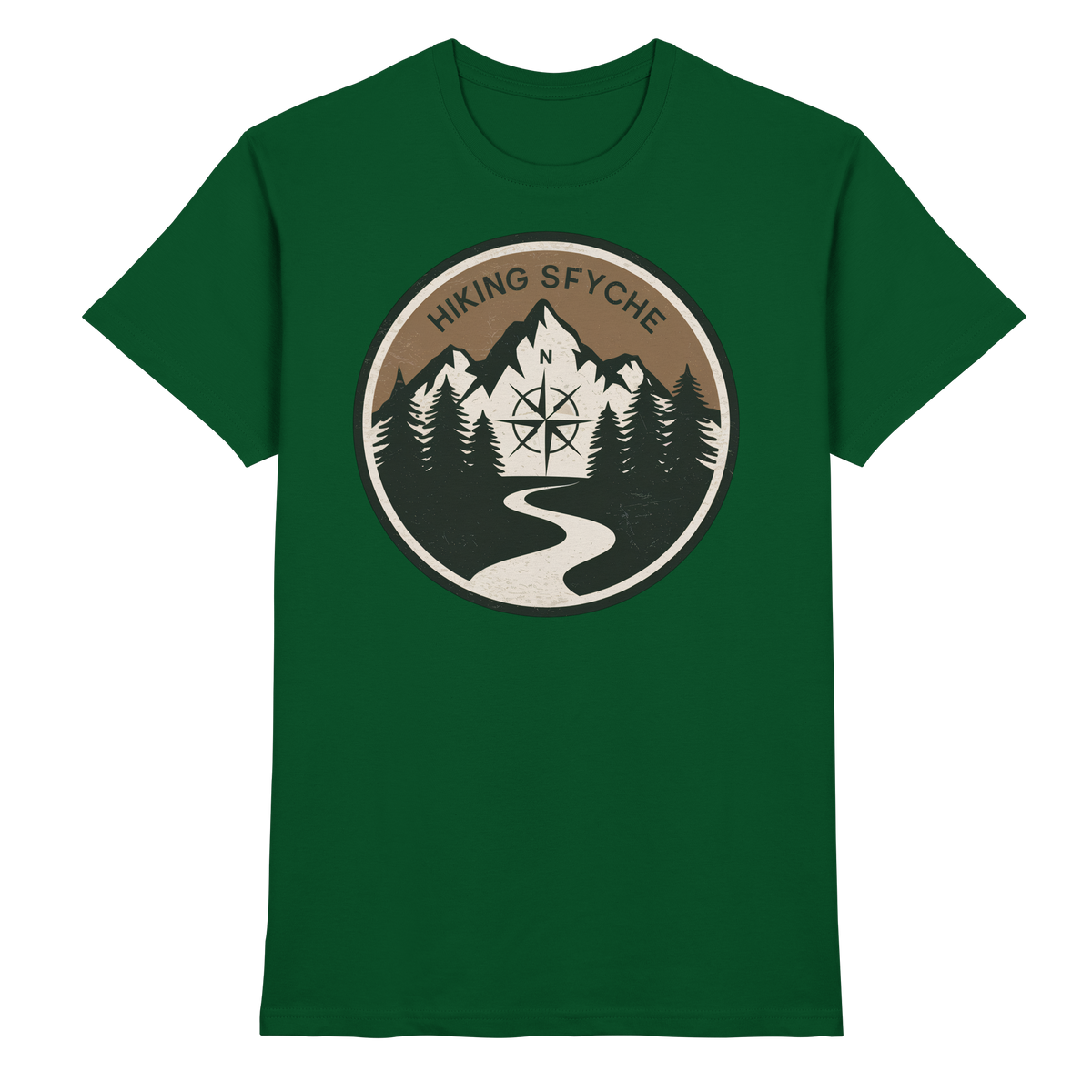 Front view of Arvenzo Trail Crest unisex shirt in premium bottle green fabric, showcasing a comfortable fit and stylish design.