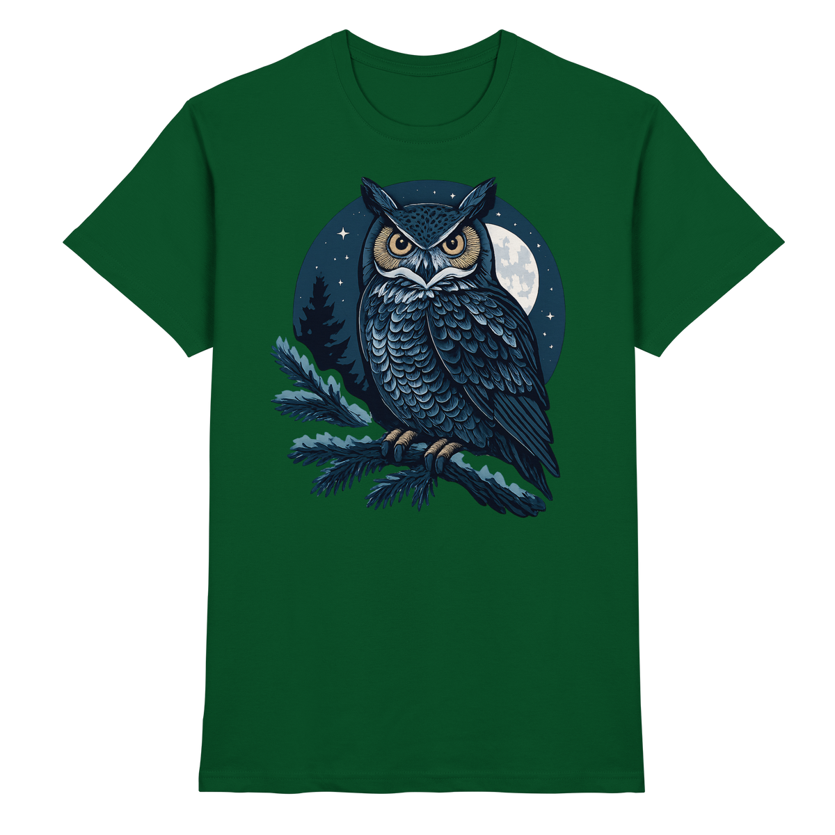 Arvenzo unisex Night Watch shirt in bottle green, front view showing classic crew neck and smooth fabric.