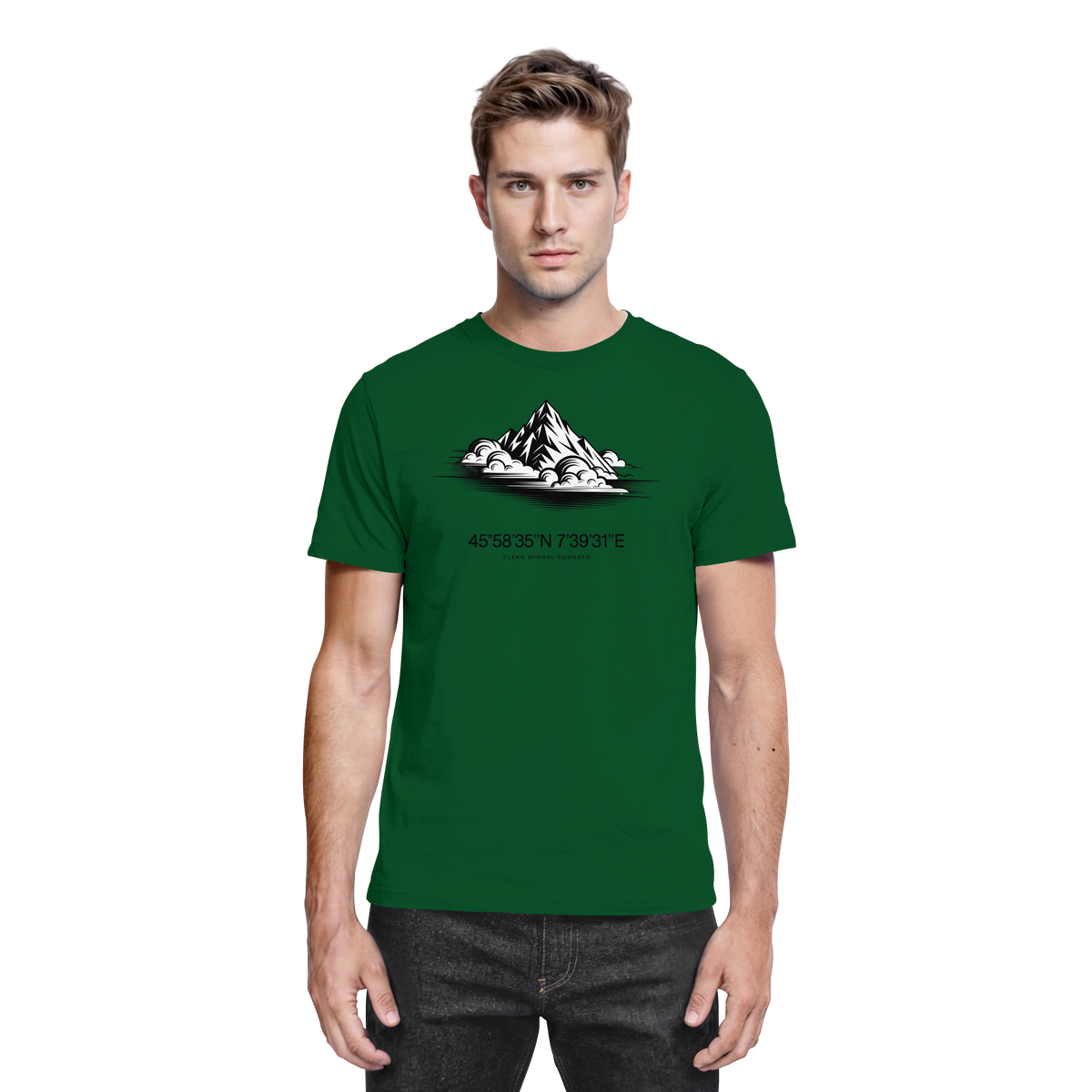Arvenzo Summit Point unisex shirt in bottle green, front view showing classic fit and smooth fabric texture.