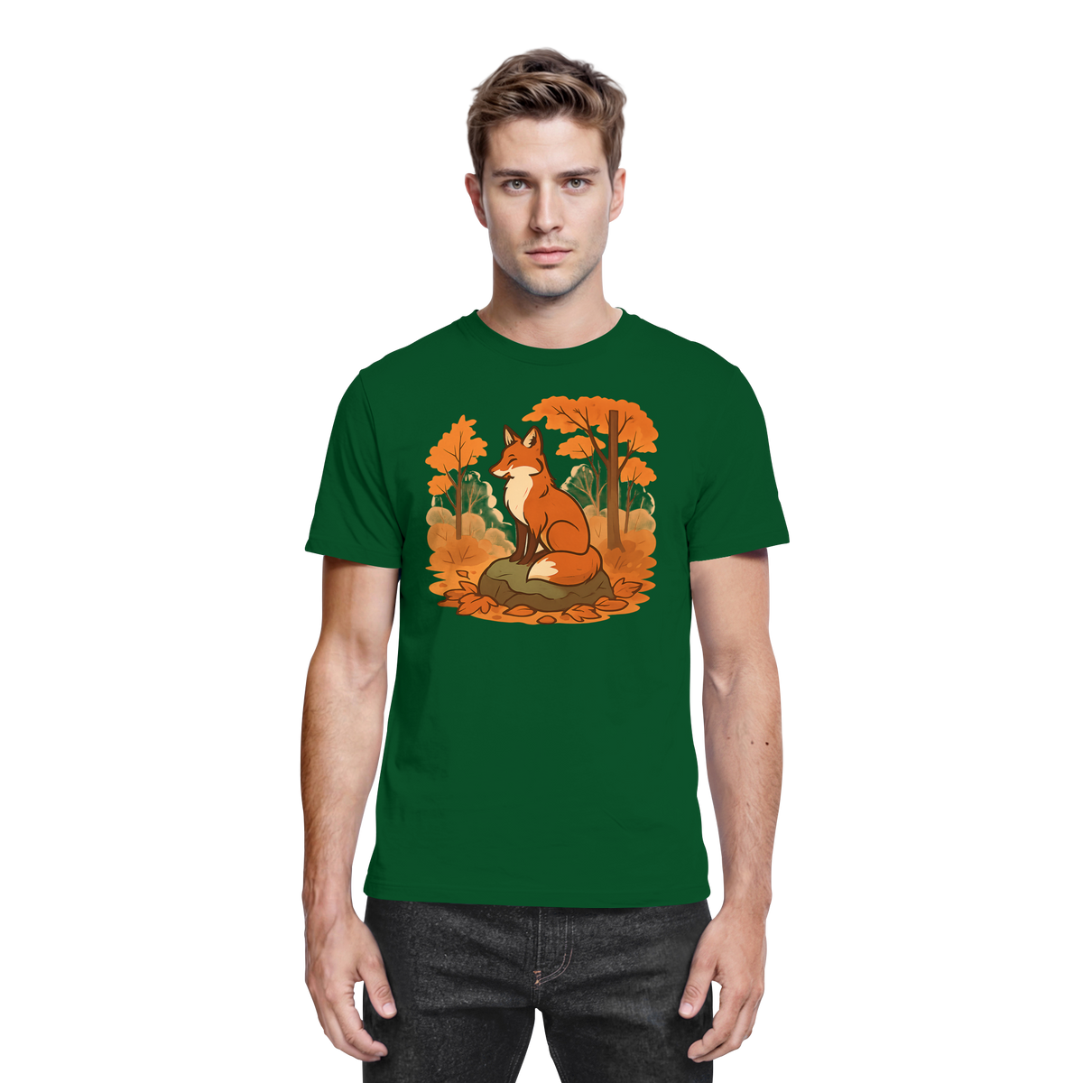 Front view of Arvenzo Ember Trail unisex shirt in bottle green, featuring a comfortable fit and stylish design.