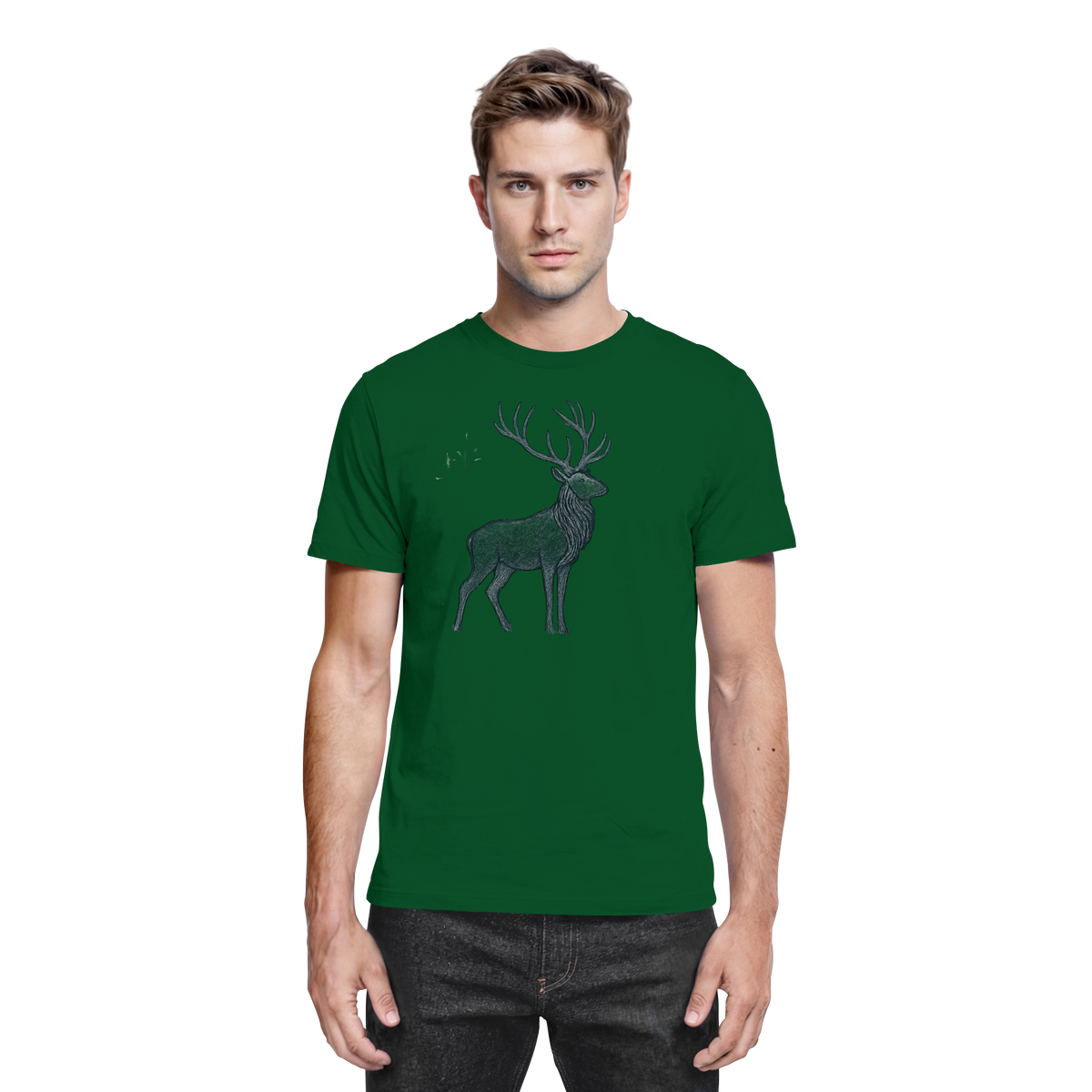 Arvenzo Mist Crown unisex shirt in bottle green, front view showcasing the stylish design and fit of the premium shirt.