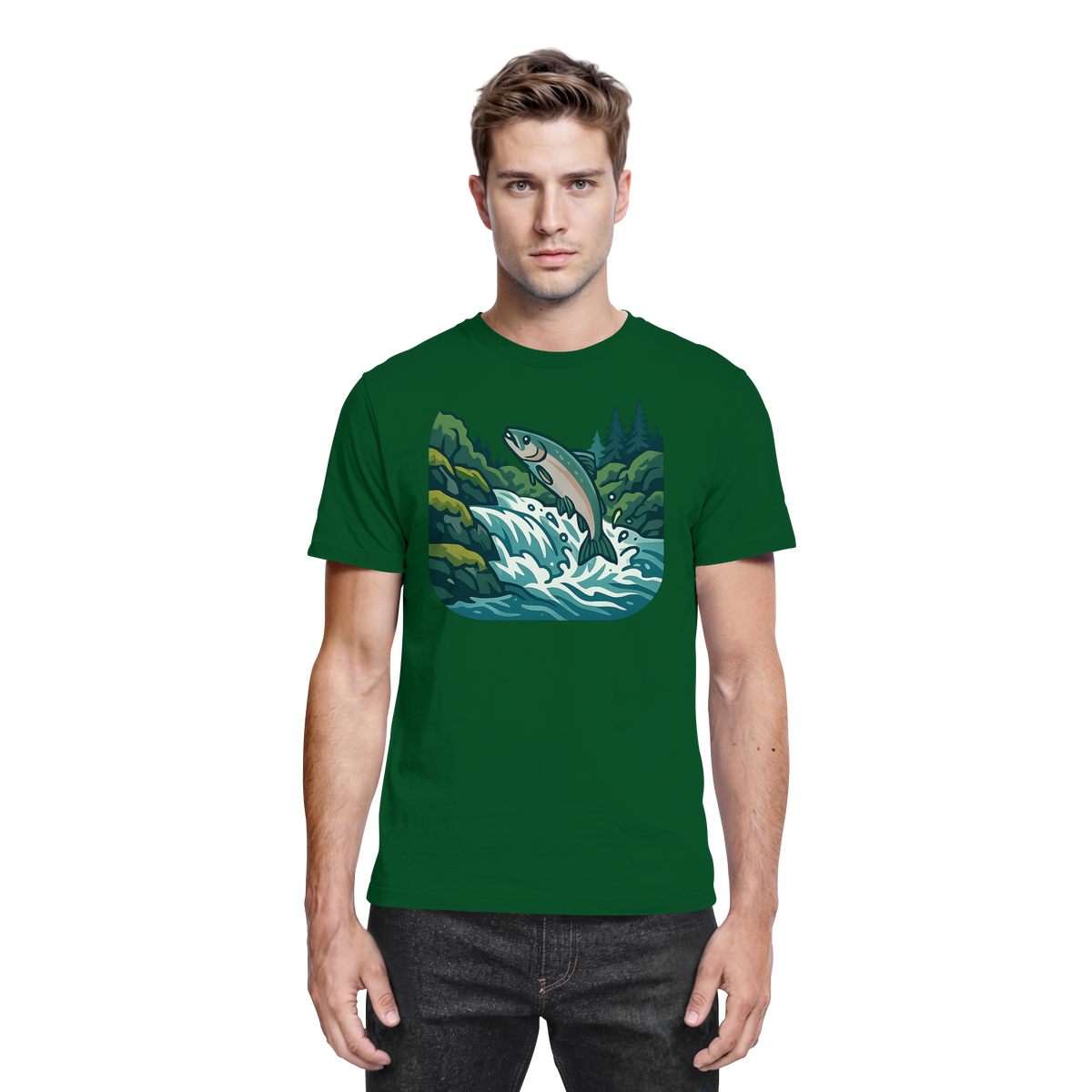 Silver Arvenzo unisex run shirt in bottle green, front view showing stylish design and comfortable fit.
