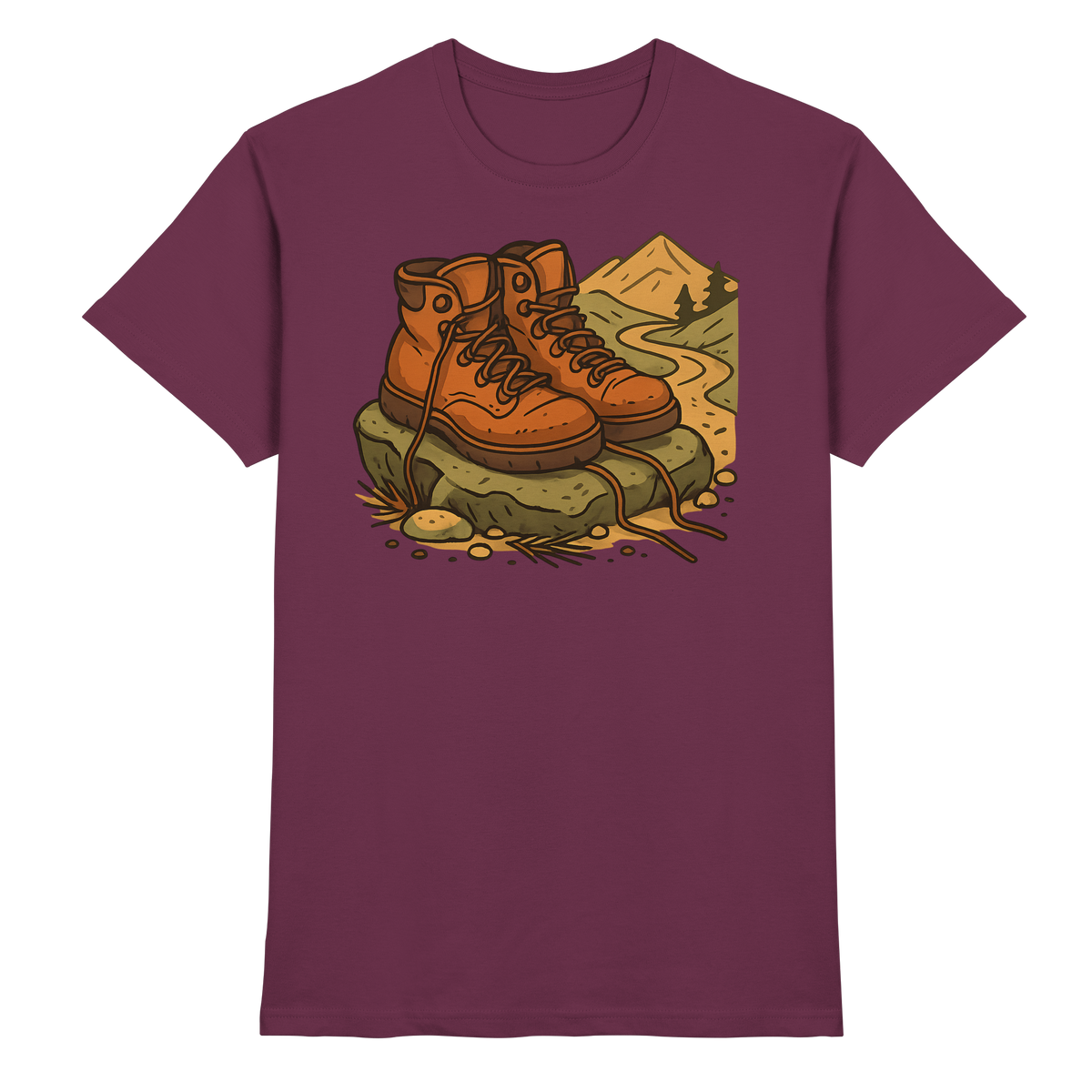 Front view of Arvenzo unisex Trail Rest Shirt in burgundy, showcasing a premium trail-inspired design and comfortable fit.