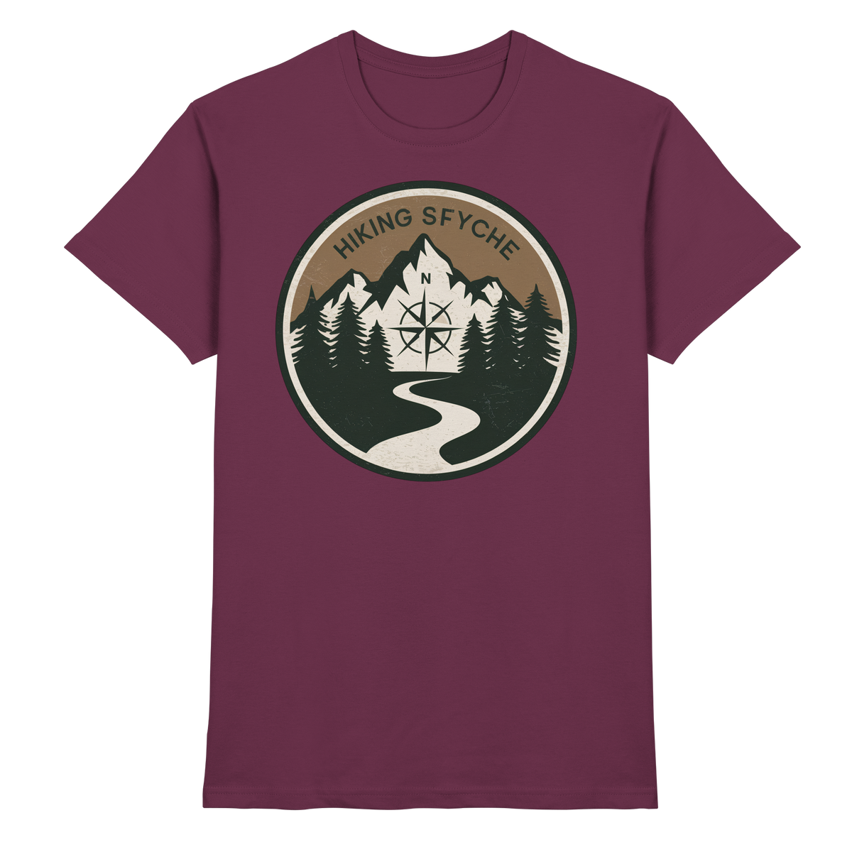 Unisex Trail Crest Shirt by Arvenzo in burgundy, front view showing a casual fit and soft fabric.