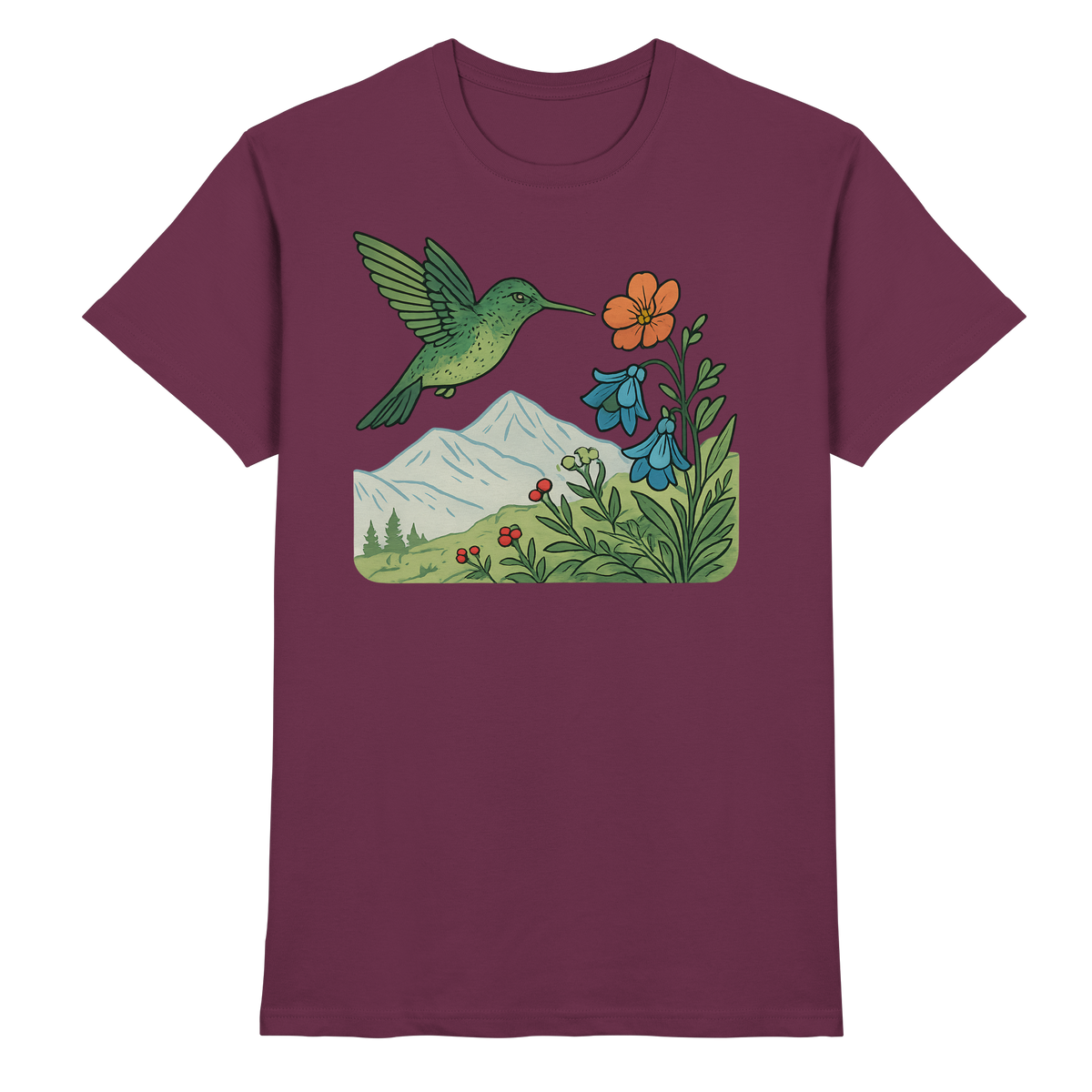 Front view of Arvenzo Bloom Wing unisex shirt in burgundy, showcasing a stylish casual design and premium fabric.