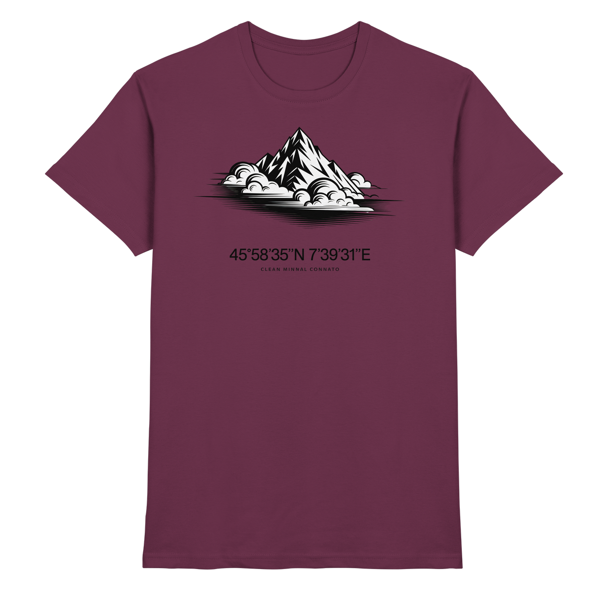 Front view of Arvenzo Summit Point unisex burgundy shirt with a classic collar and button closure.