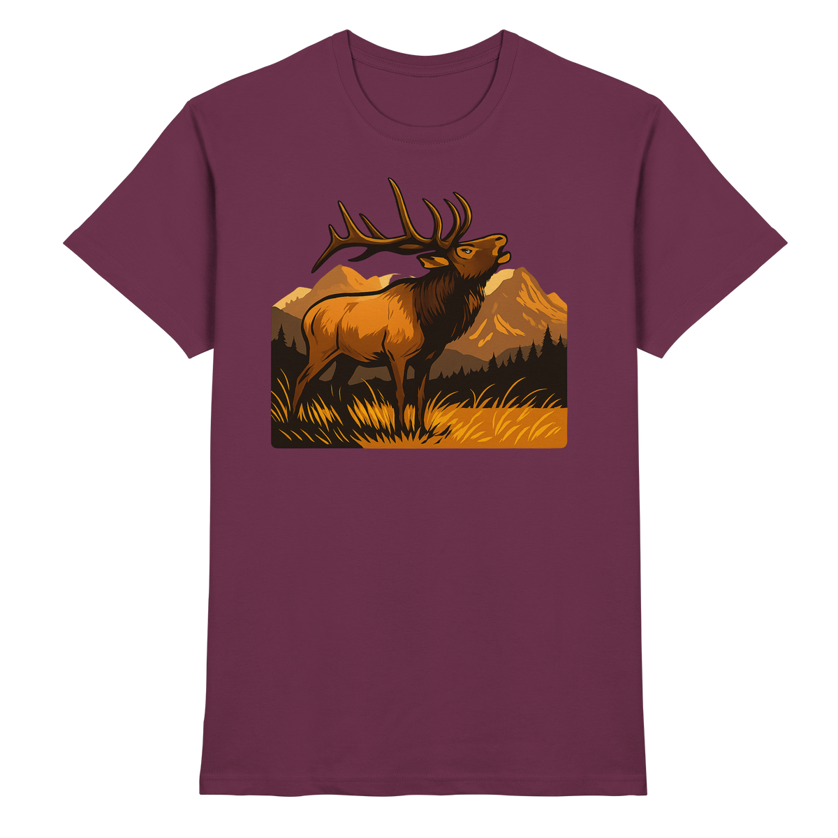 Front view of Arvenzo Elk Meadow unisex shirt in burgundy, showcasing a comfortable fit and premium fabric.