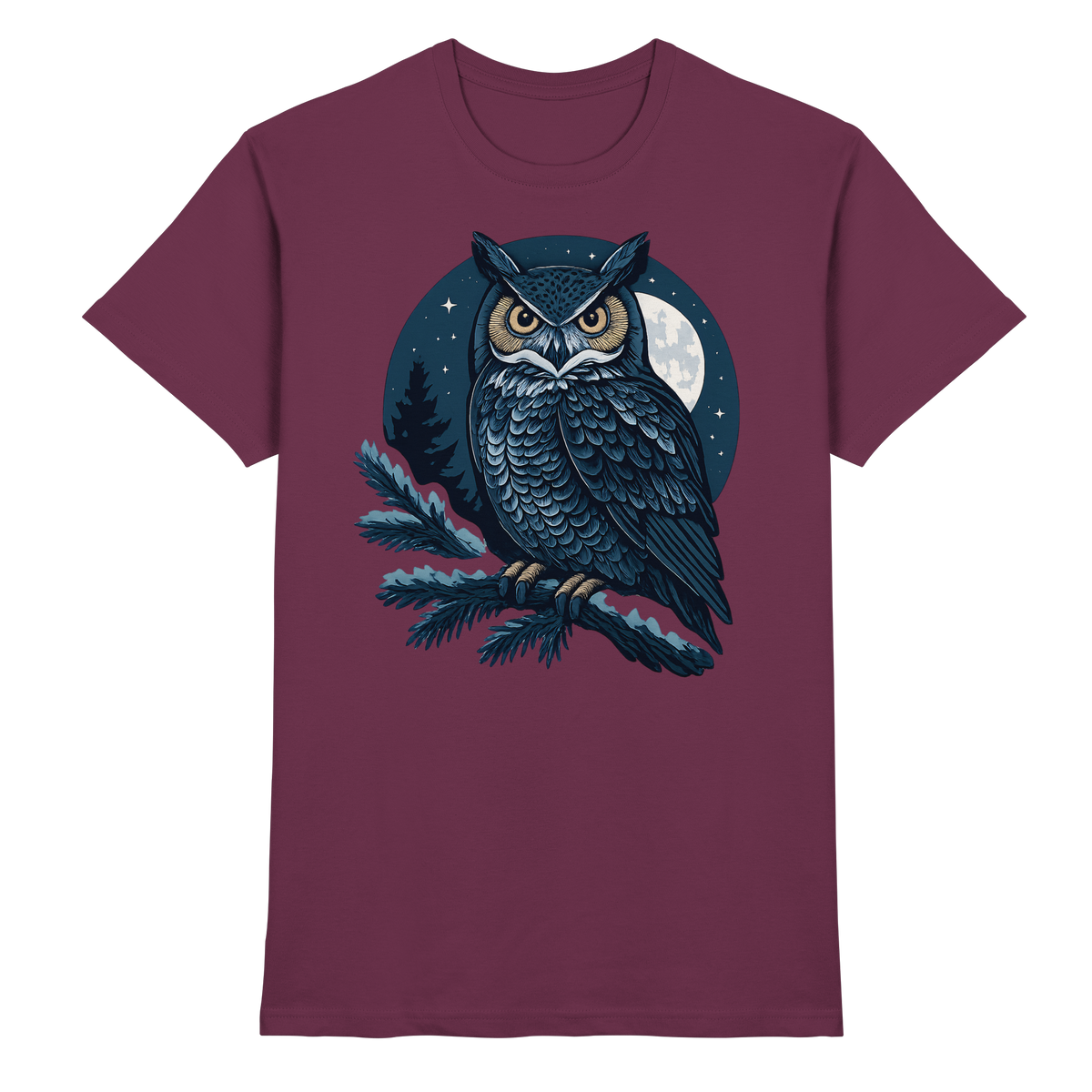 Front view of Arvenzo unisex Night Watch shirt in burgundy with a classic design and comfortable fit.