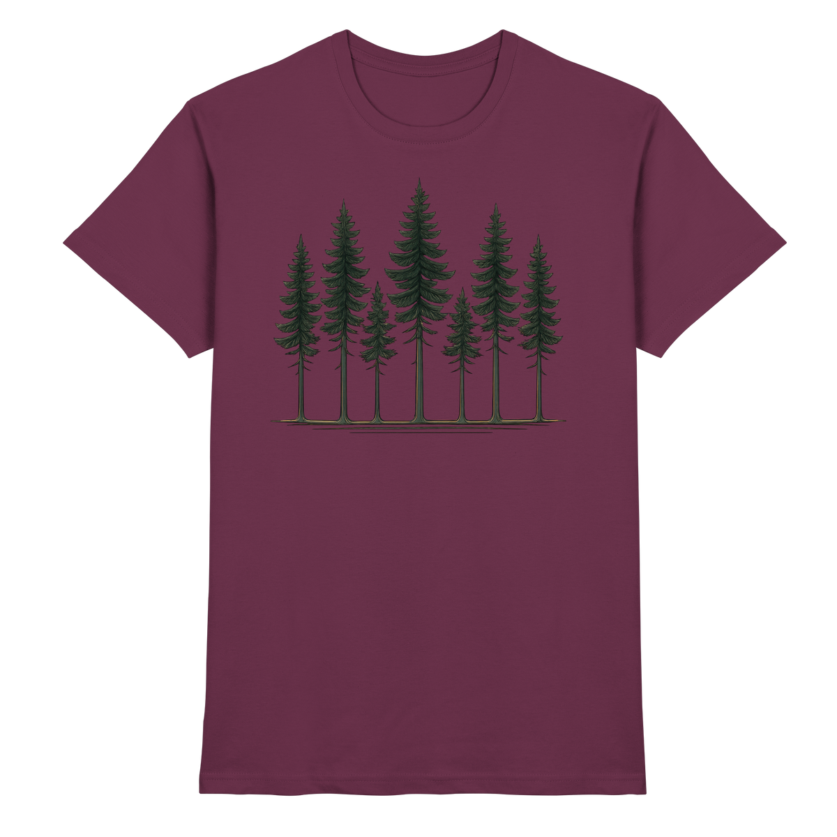 Front view of a burgundy Arvenzo Pine Dusk unisex shirt with a classic fit and smooth fabric.