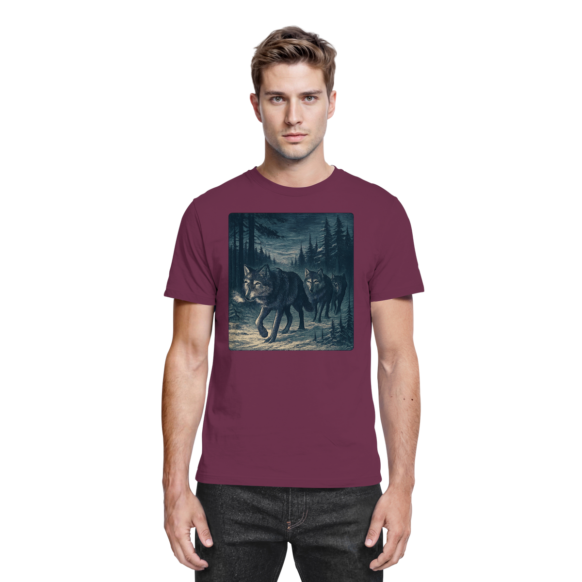 Front view of Arvenzo Pack North unisex shirt in burgundy with a premium fabric finish.