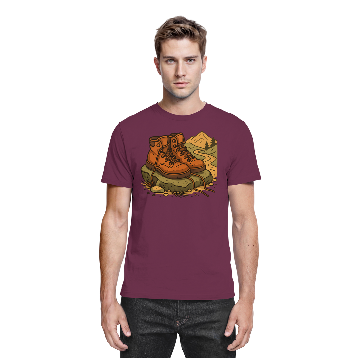 Unisex Trail Rest Shirt by Arvenzo in burgundy, featuring a front view of the premium casual shirt with a relaxed fit.