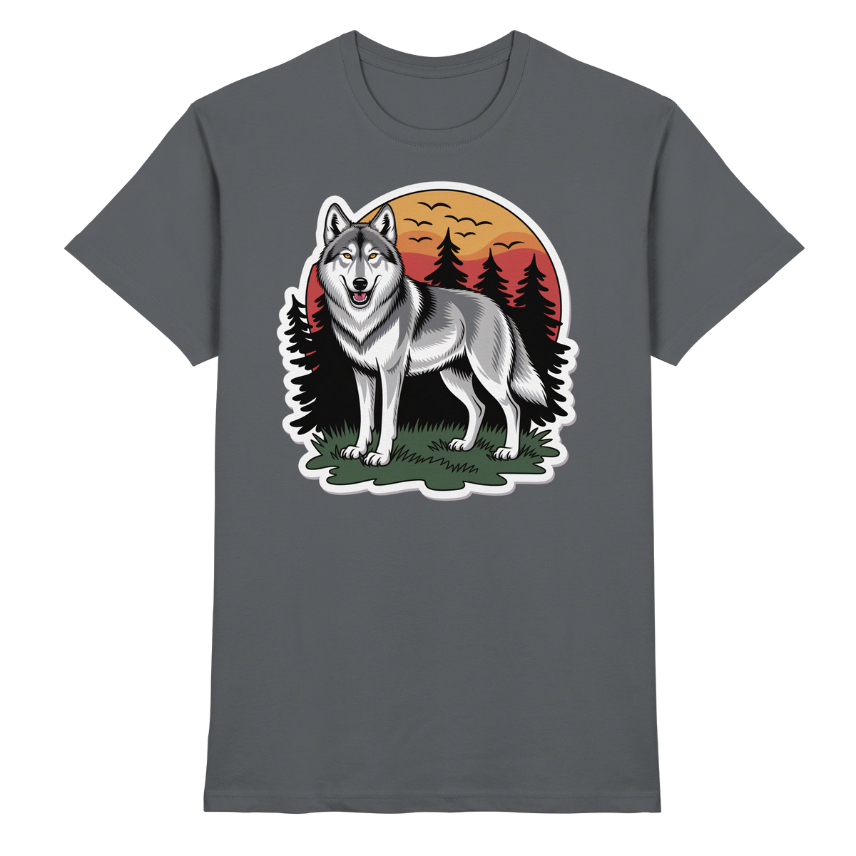 Dark grey unisex Lone Dusk shirt by Arvenzo, shown from the front, featuring a sleek, premium design for casual wear.