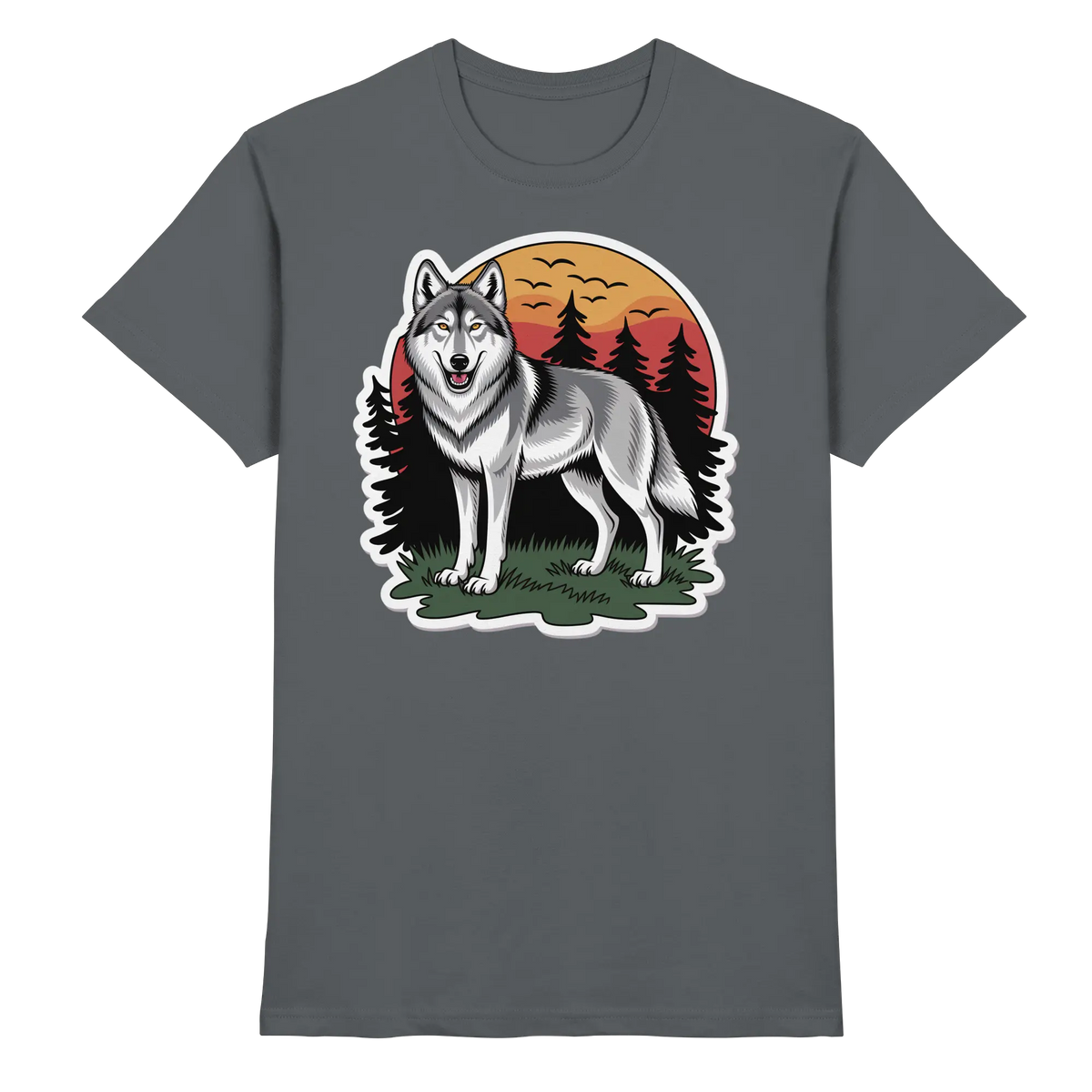 Dark grey unisex Lone Dusk shirt by Arvenzo, shown from the front, featuring a sleek, premium design for casual wear.