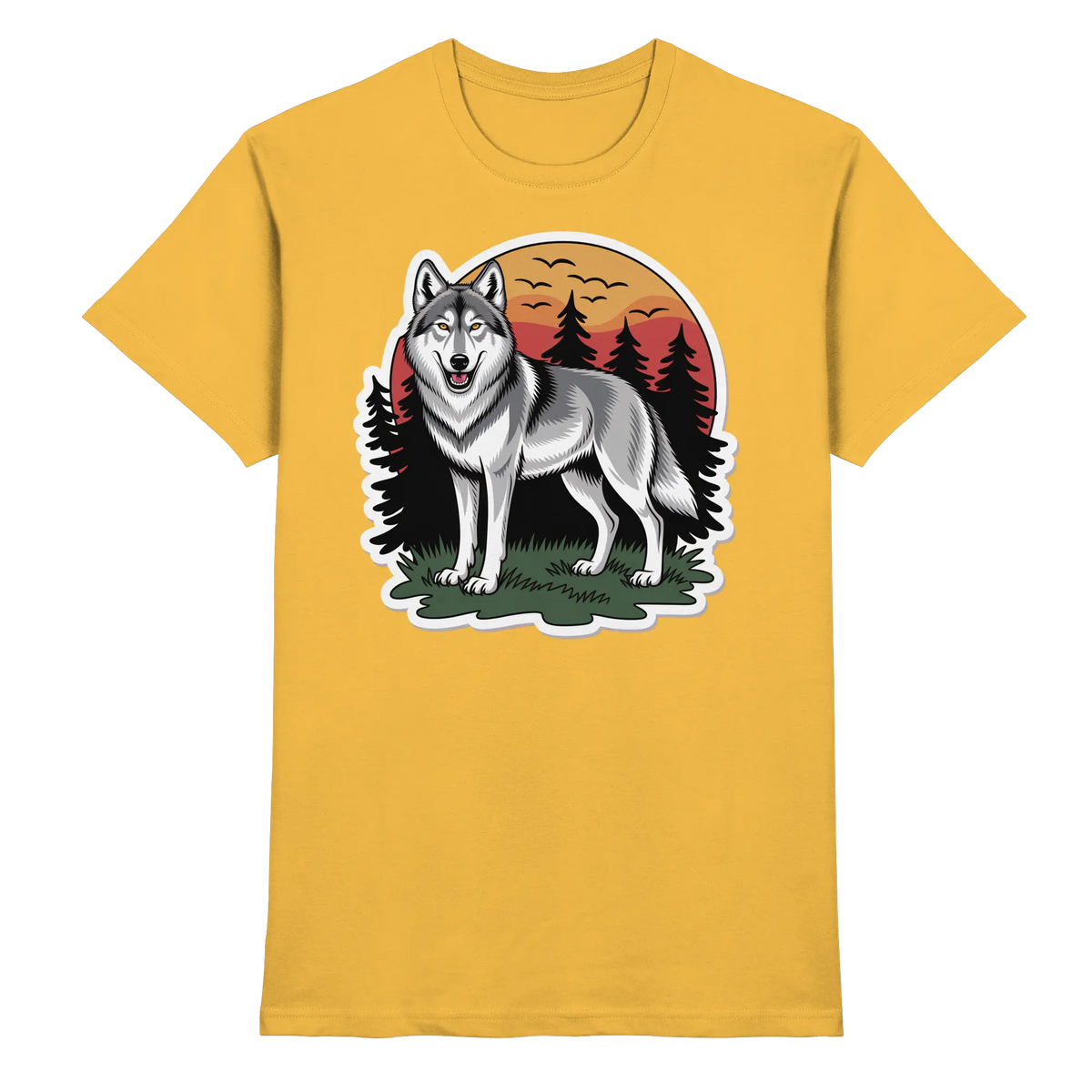 Front view of Arvenzo Lone Dusk unisex shirt in gold with a sleek, modern design and comfortable fit.
