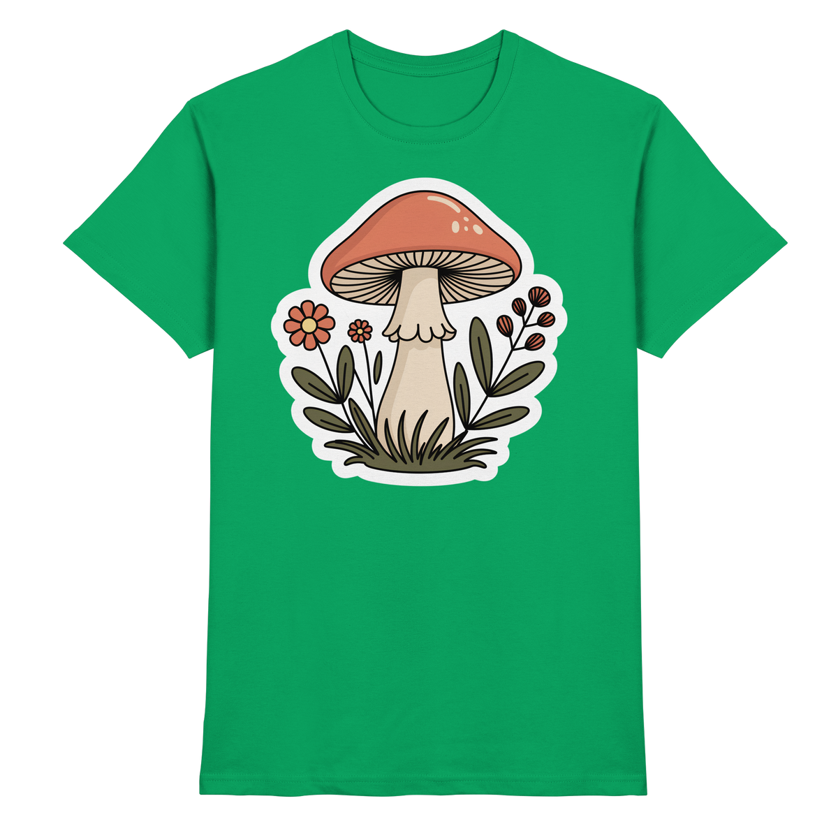 Front view of a unisex Still Roots shirt by Arvenzo in vibrant Kelly green, showcasing a premium cotton fabric and classic fit.