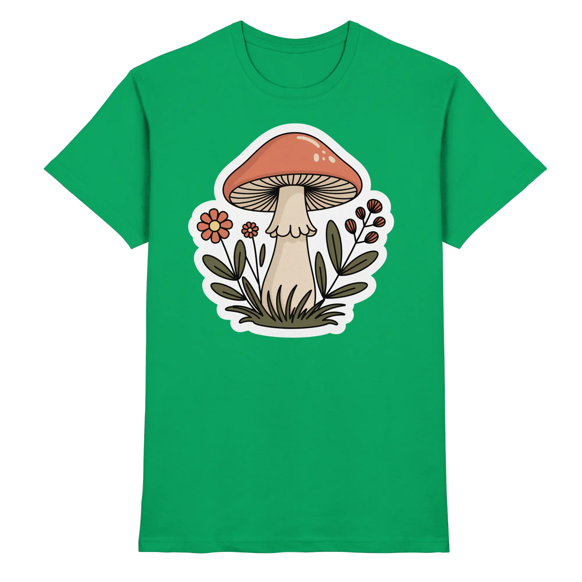 Front view of a unisex Still Roots shirt by Arvenzo in vibrant Kelly green, showcasing a premium cotton fabric and classic fit.