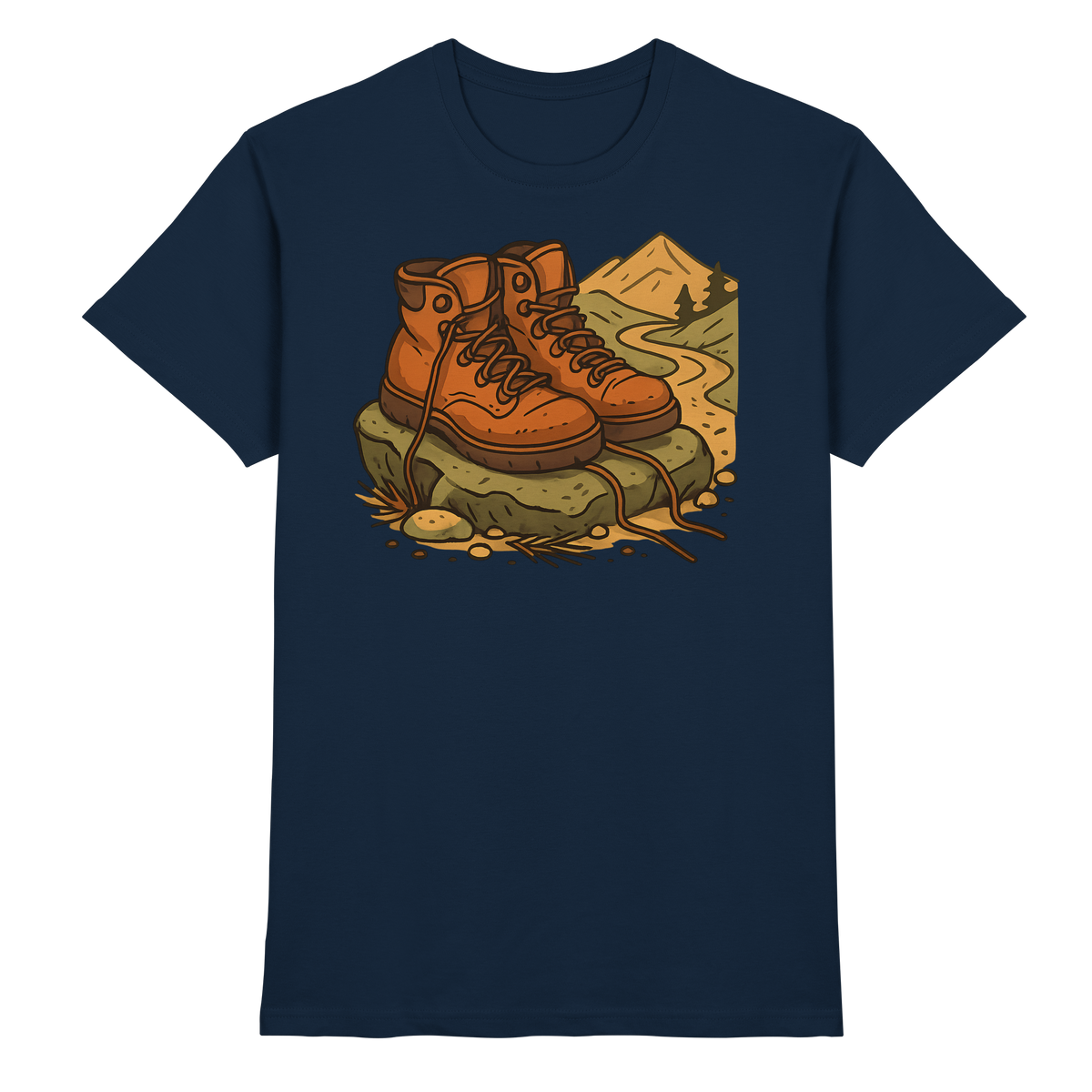 Front view of Arvenzo unisex Trail Rest Shirt in navy, featuring a comfortable fit and stylish design for outdoor activities.