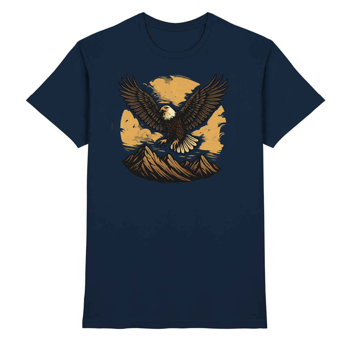 Front view of Arvenzo unisex Iron Wing navy shirt with a sleek design and smooth fabric appearance.