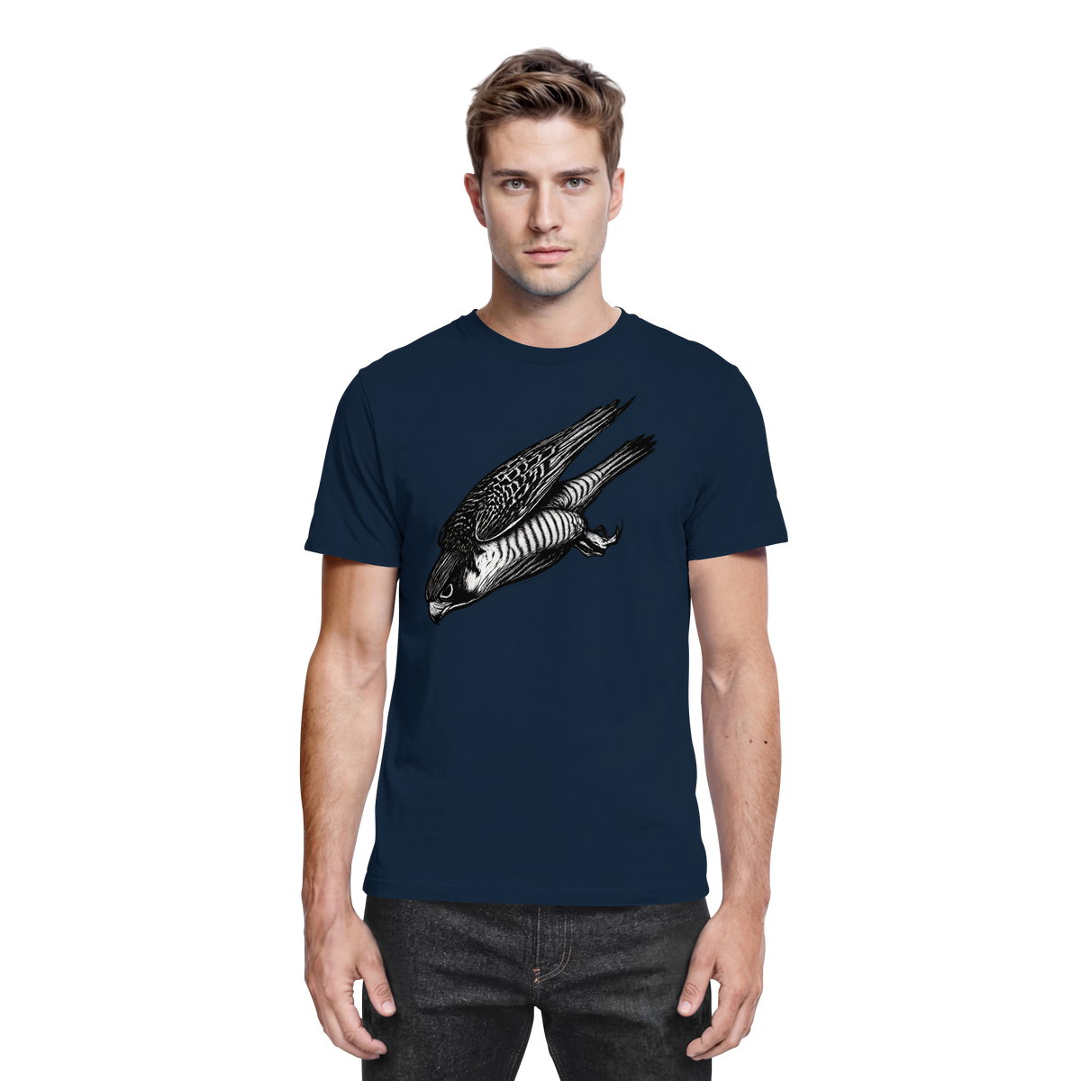 Front view of Arvenzo Swift Dive unisex navy shirt with a sleek design and comfortable fit.