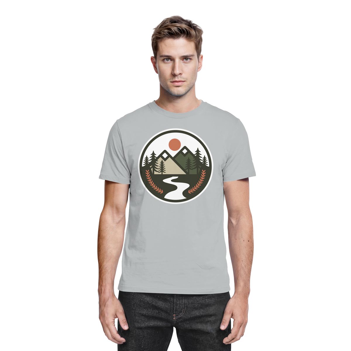 Unisex Arvenzo Open Ground shirt in Pacific Grey, front view showing a casual, comfortable design for everyday wear.