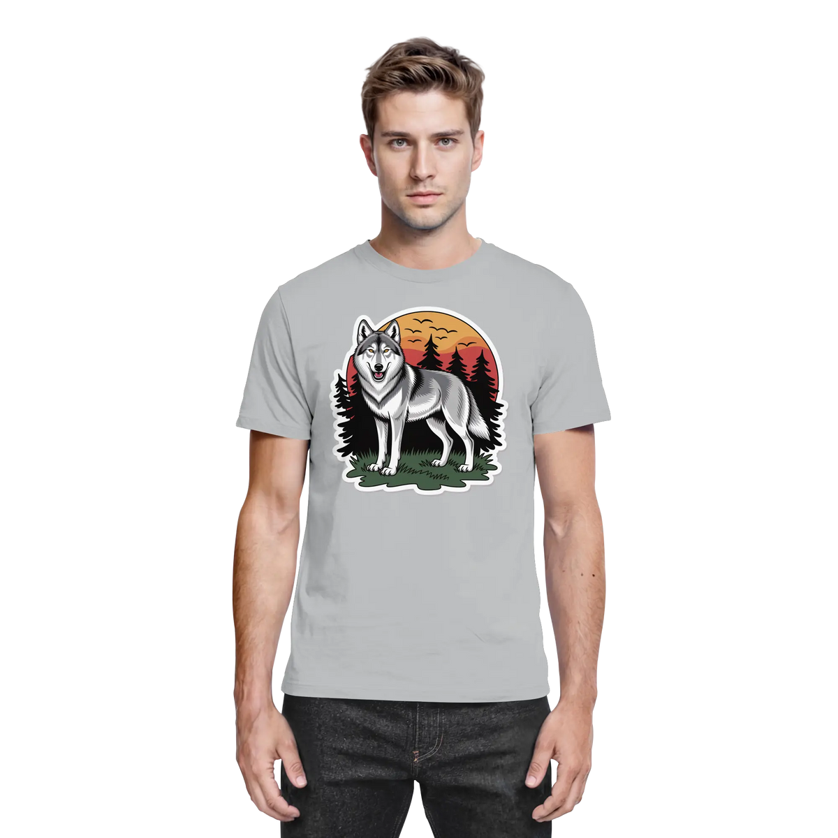 Unisex Lone Dusk shirt by Arvenzo in Pacific Grey with a front view, showcasing the premium fabric and stylish design.