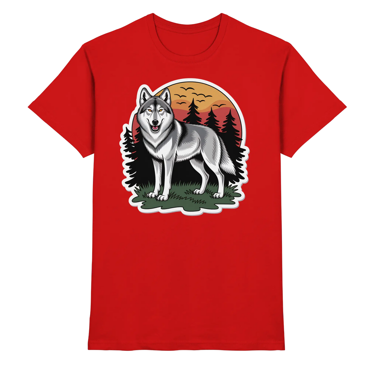 Red Arvenzo Lone Dusk unisex shirt displayed from the front, showcasing a premium design and fit.