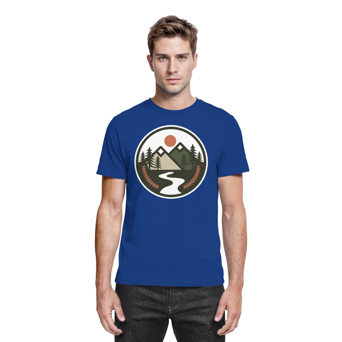 Front view of a royal blue unisex Open Ground shirt by Arvenzo, showcasing a sleek, premium design with a classic fit.