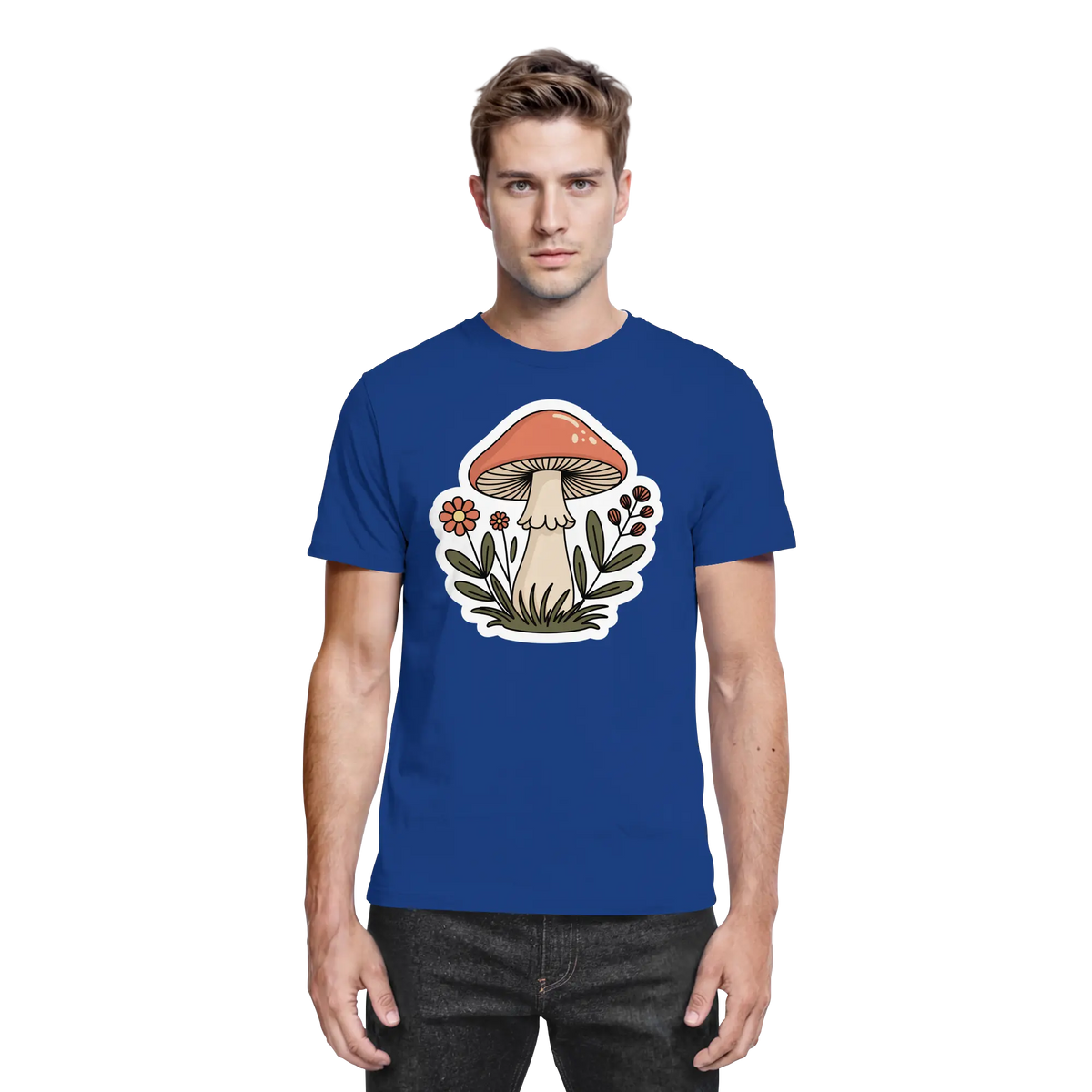 Front view of a royal blue Still Roots unisex shirt by Arvenzo, showcasing a classic design and comfortable fit.