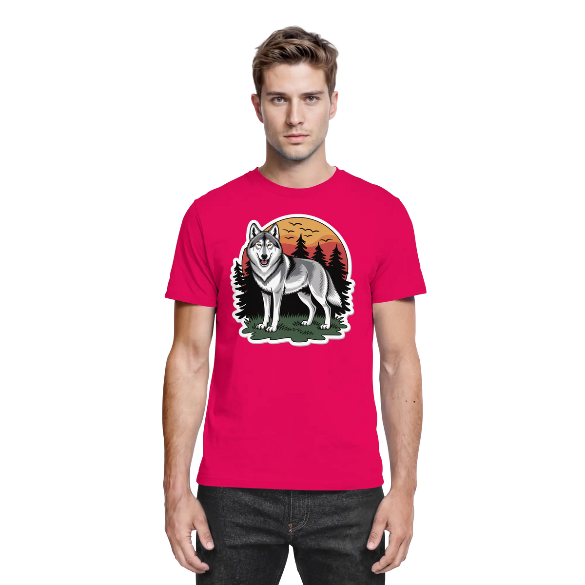 Front view of Arvenzo Lone Dusk unisex shirt in sorbet color, showcasing a casual premium shirt design.