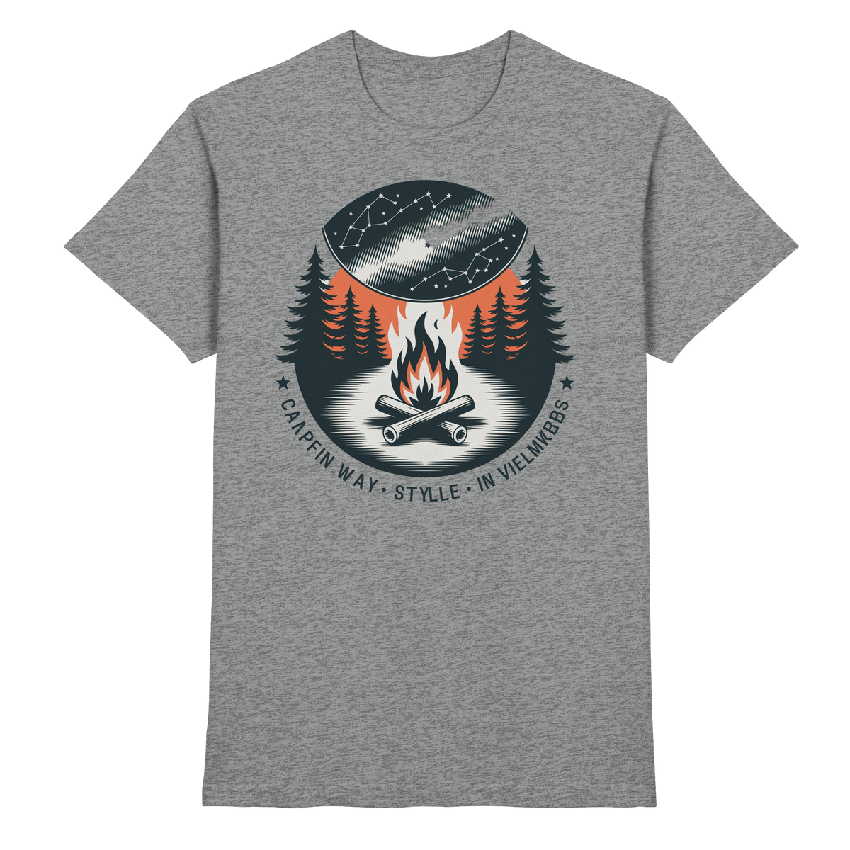 Unisex Star Map Shirt by Arvenzo in sports grey melange showing a stylish celestial star pattern on the front.
