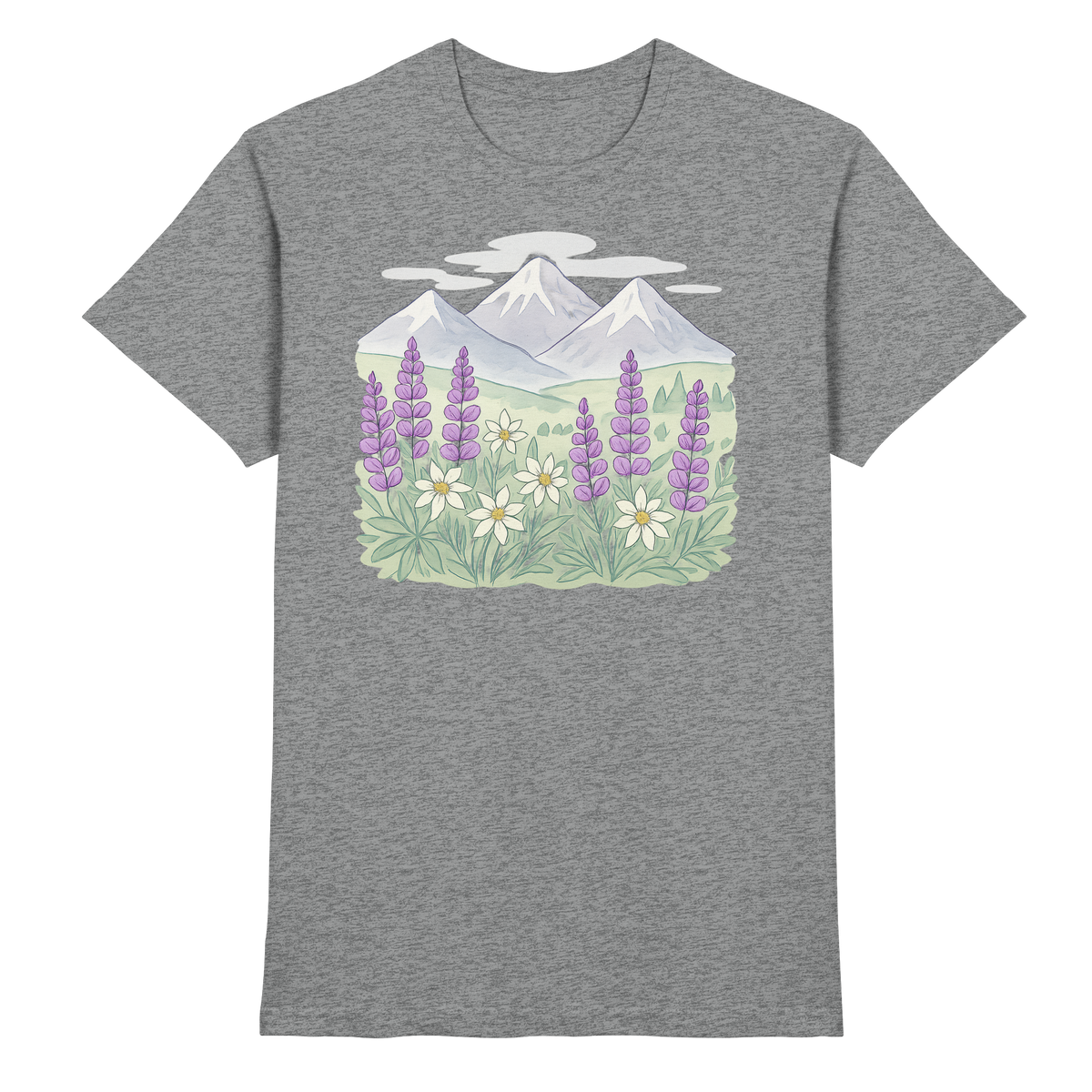 Unisex Alpine Bloom Shirt by Arvenzo in sports grey meliert, front view showcasing a stylish, comfortable casual shirt.