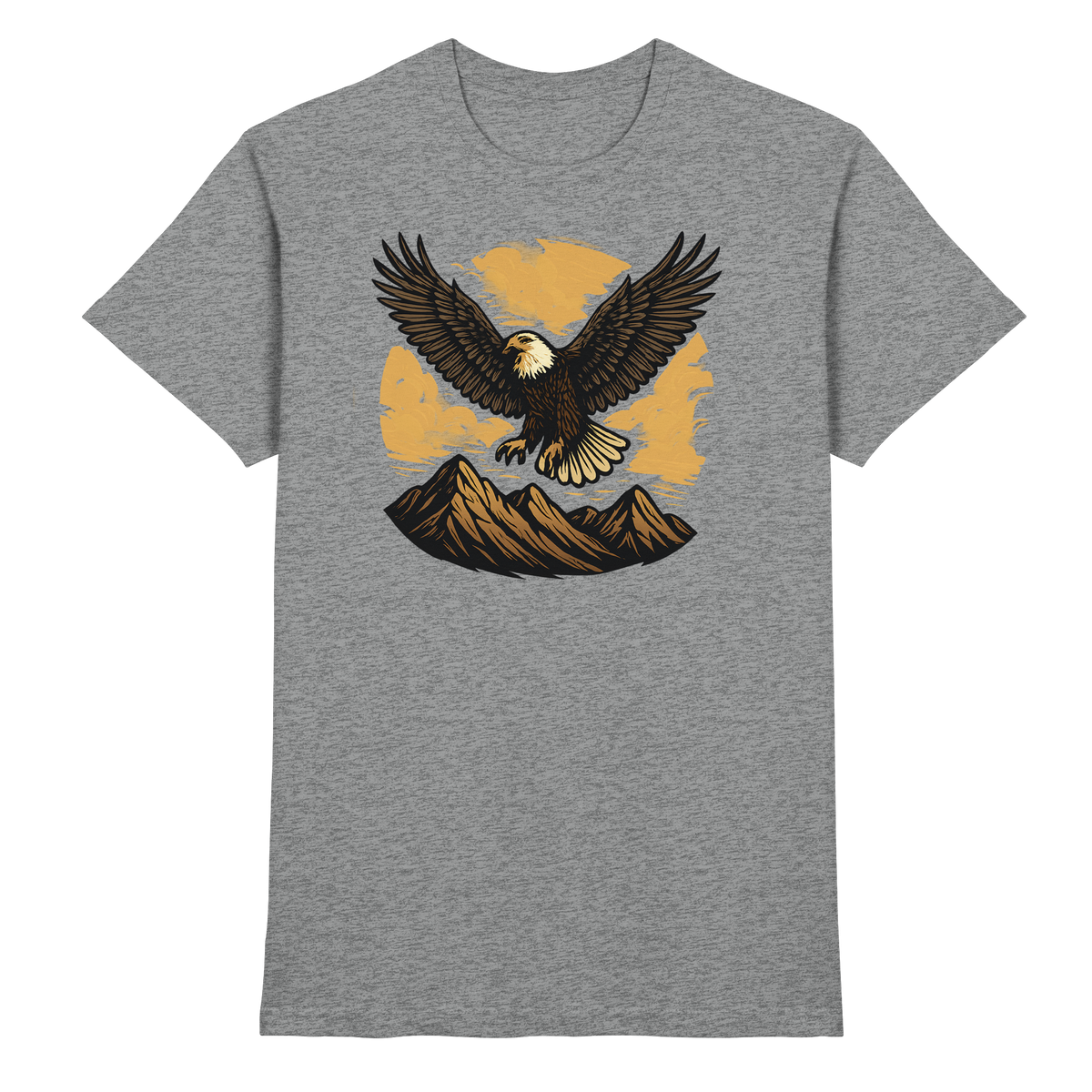 Front view of Arvenzo Iron Wing unisex shirt in sports grey meliert with a sleek iron wing graphic design.