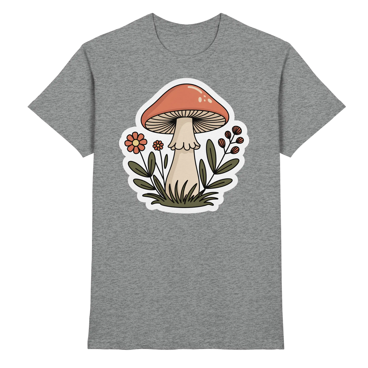 Unisex Still Roots Arvenzo premium sports grey meliert shirt front view with neckline and fabric texture.