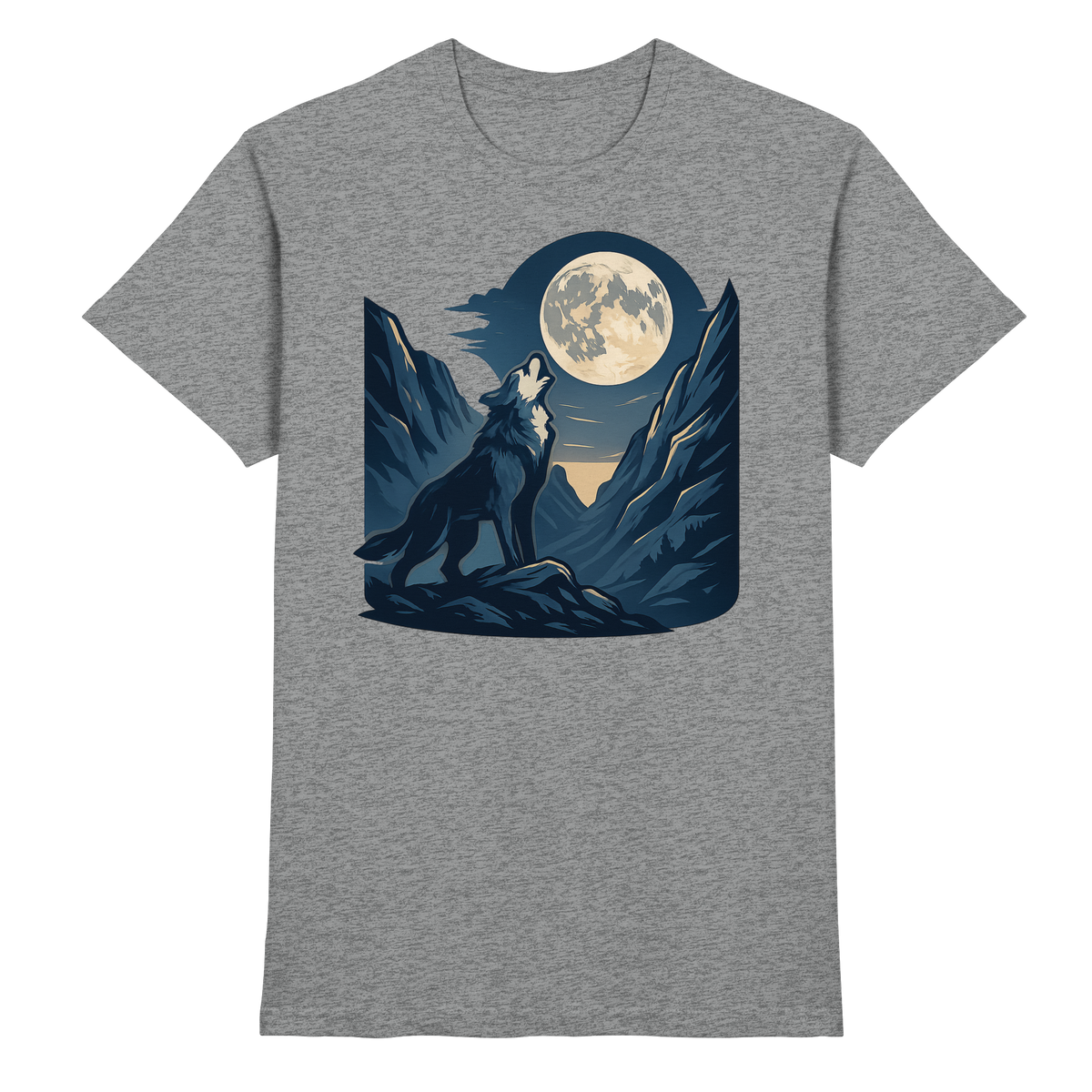 Front view of Arvenzo silver Howl unisex shirt in sports grey meliert fabric, showcasing a casual, stylish design.