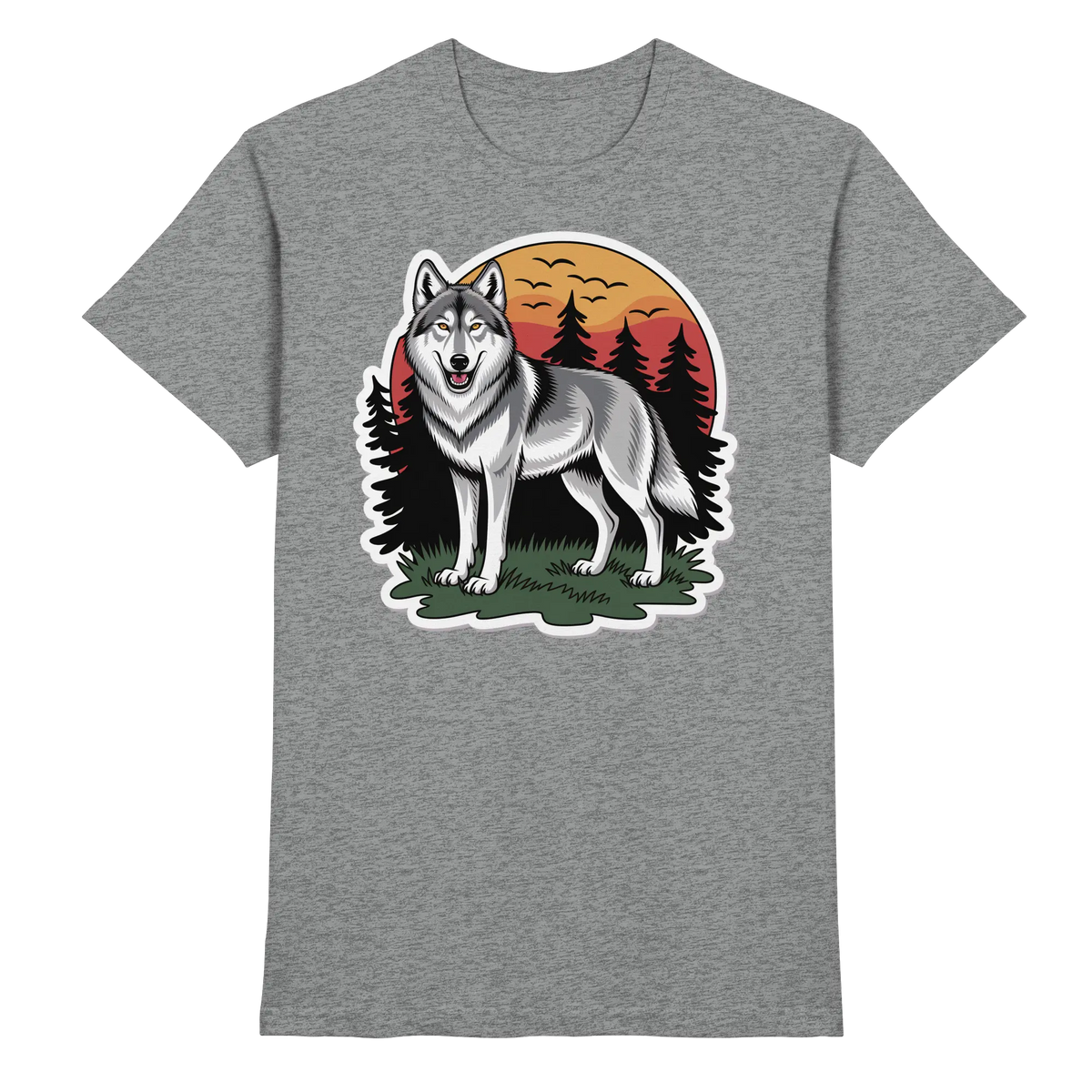 Front view of Arvenzo Lone Dusk unisex shirt in sports grey meliert, showcasing a sleek, casual design with a crew neckline.