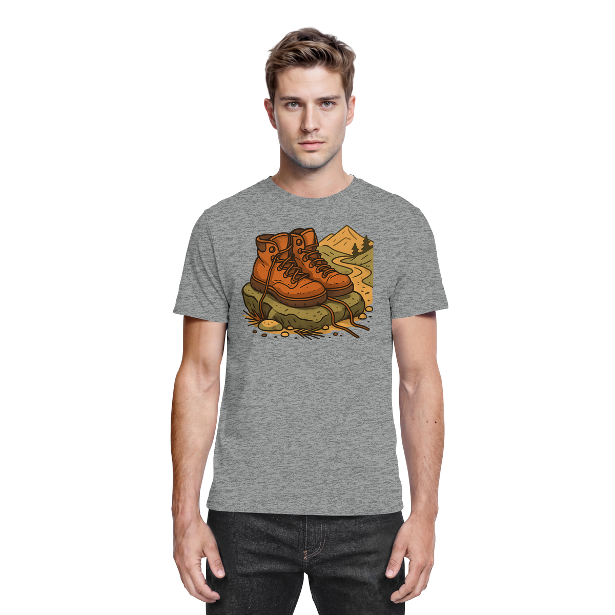 Front view of Arvenzo Trail Rest Unisex Shirt in sports grey meliert, showcasing comfortable fit and stylish design.