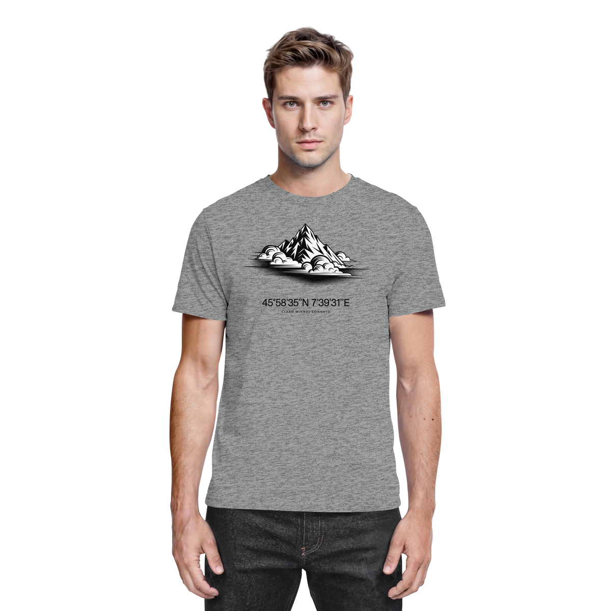 Arvenzo Summit Point unisex shirt in sports grey meliert, front view showcasing casual, comfortable fit and premium fabric.