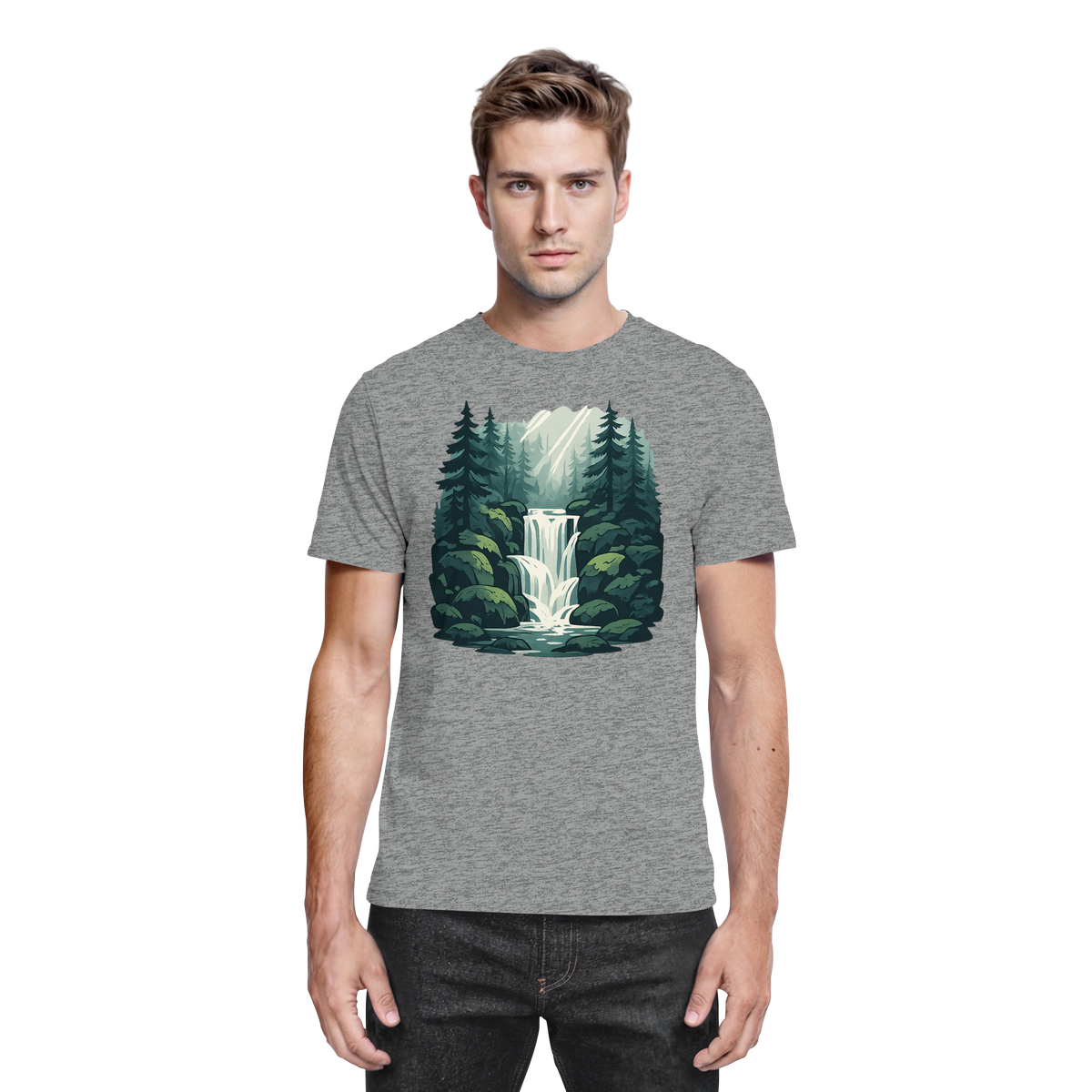 Unisex Fall Creek Shirt by Arvenzo in sports grey meliert with a front view, showcasing a casual, comfortable design.