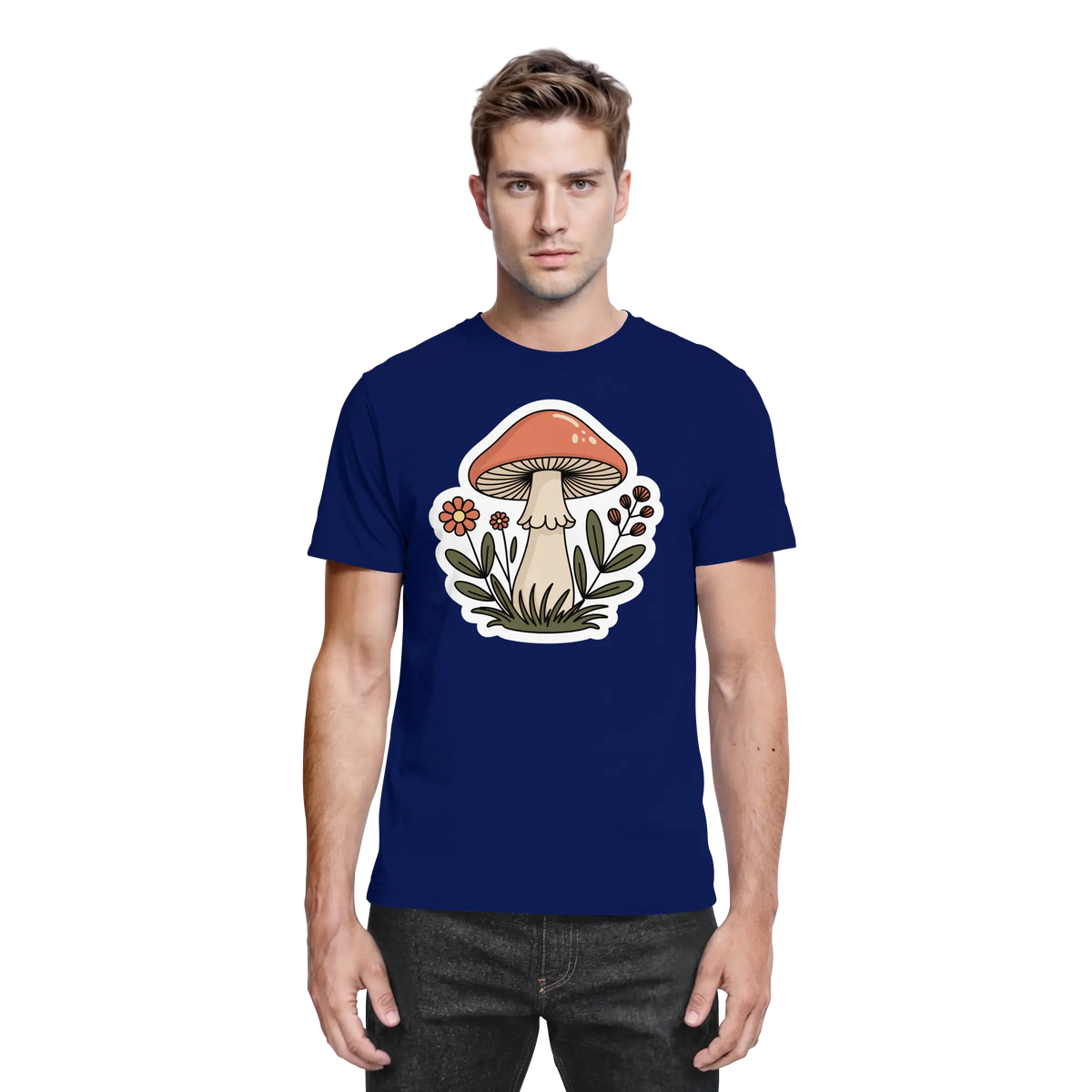 Front view of Arvenzo Still Roots unisex shirt in navy with a sleek, modern design and comfortable fit.
