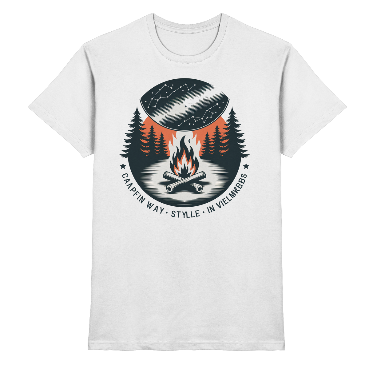 White Arvenzo Star Map Shirt for men and women, featuring a celestial star pattern on the front.