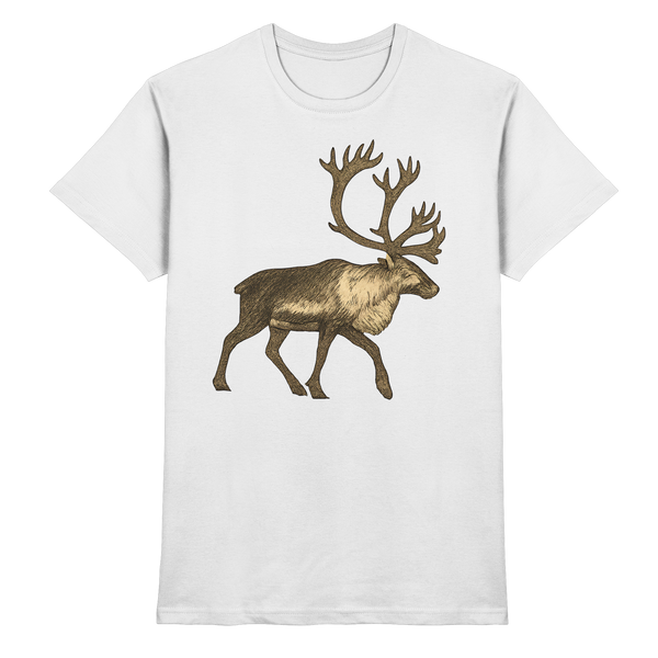 Tundra Walk t-shirt in White with a caribou reindeer – Arvenzo