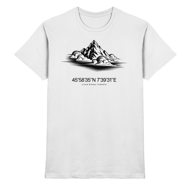 Summit Point t-shirt in White with a Matterhorn print with GPS coordinates – Arvenzo